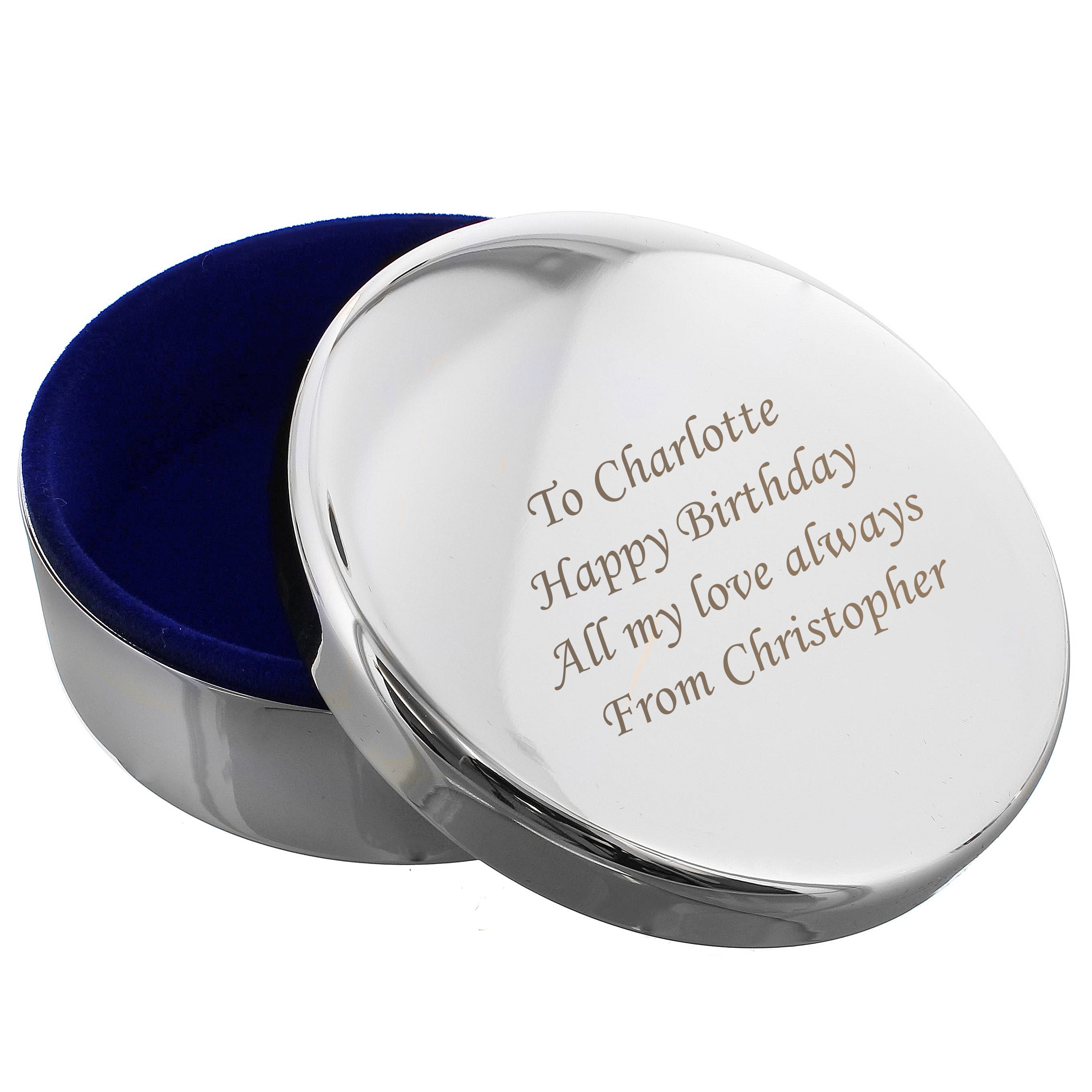 Personalised Round Trinket Box