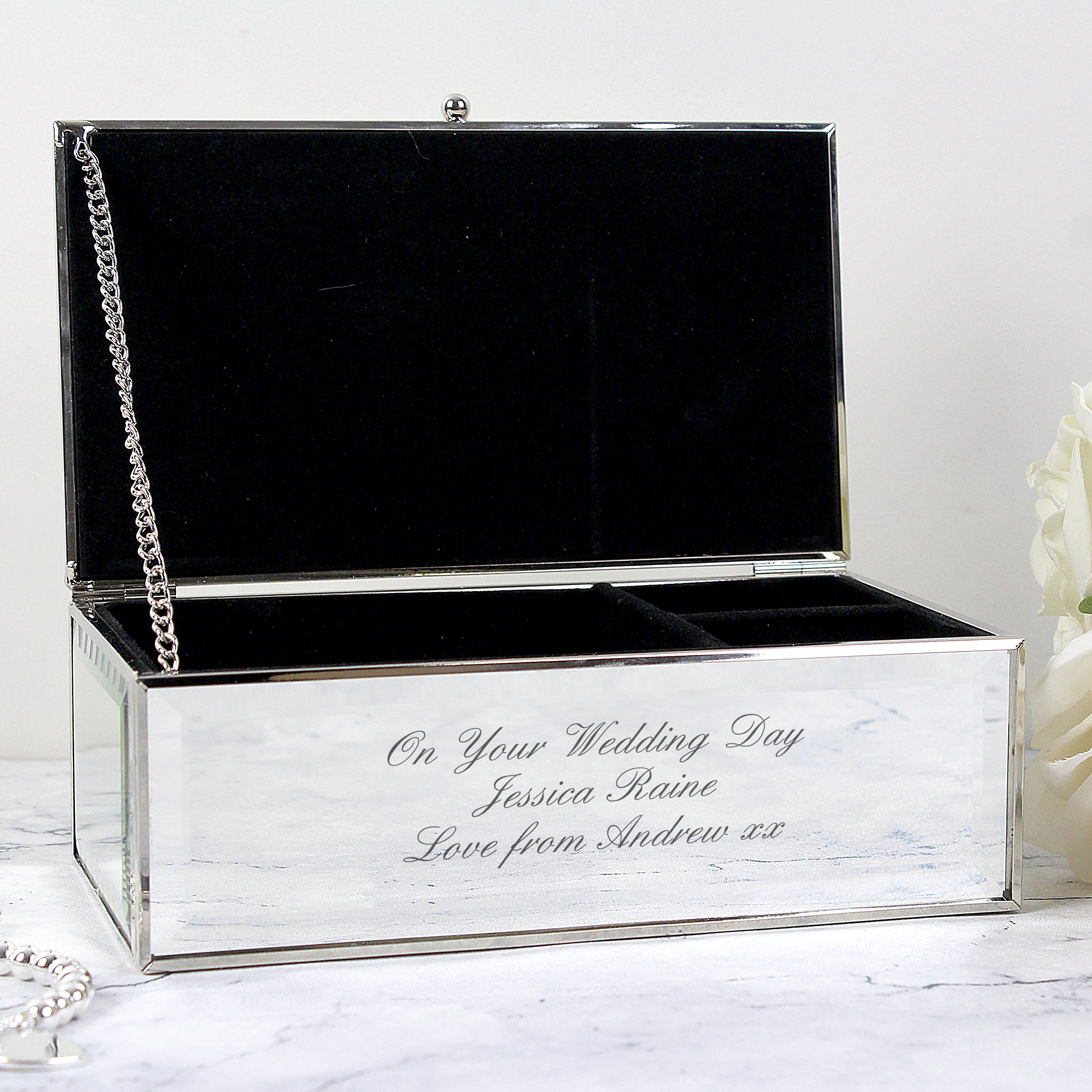 Personalised Any Message Mirrored Jewellery Box