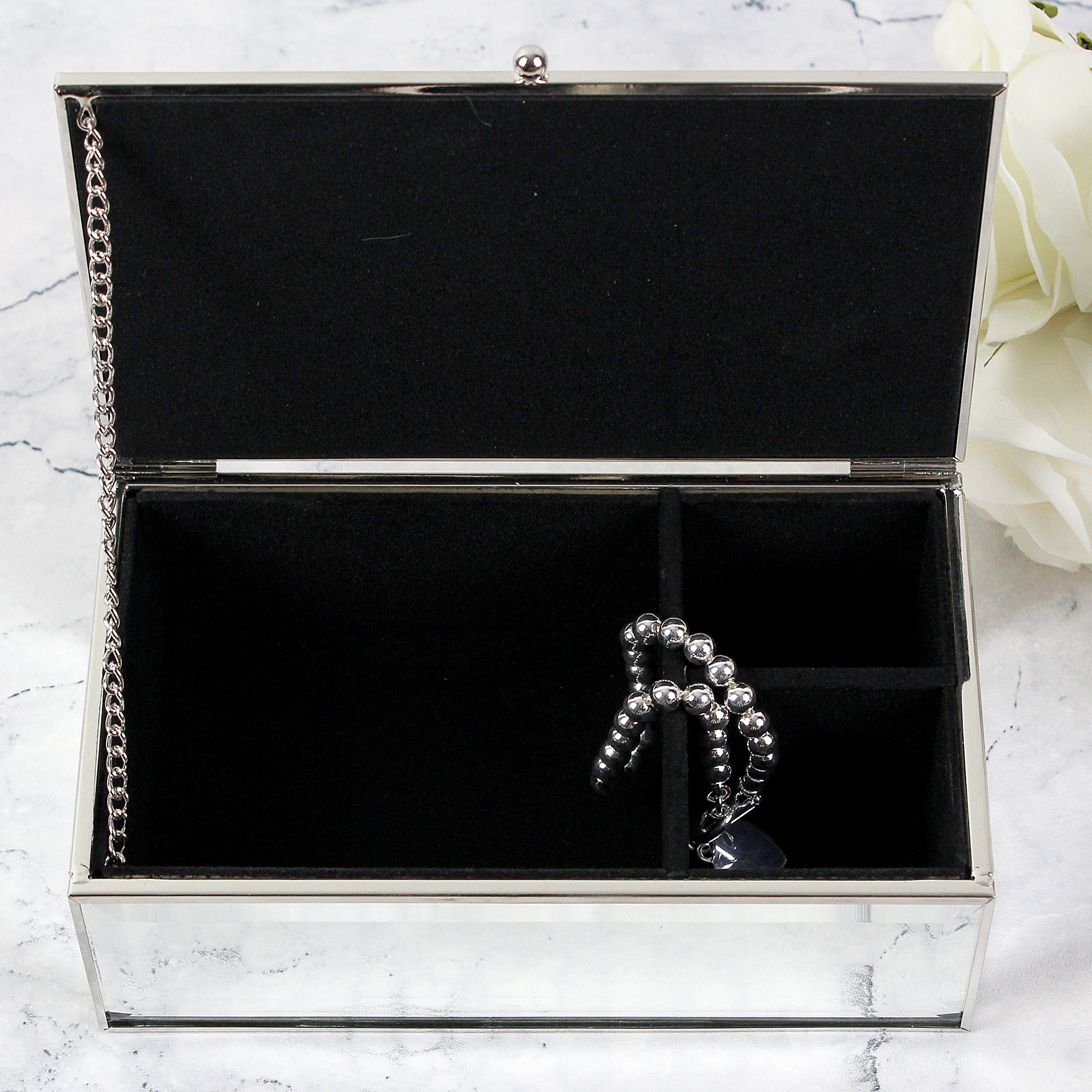 Personalised Hearts Mirrored Jewellery Box