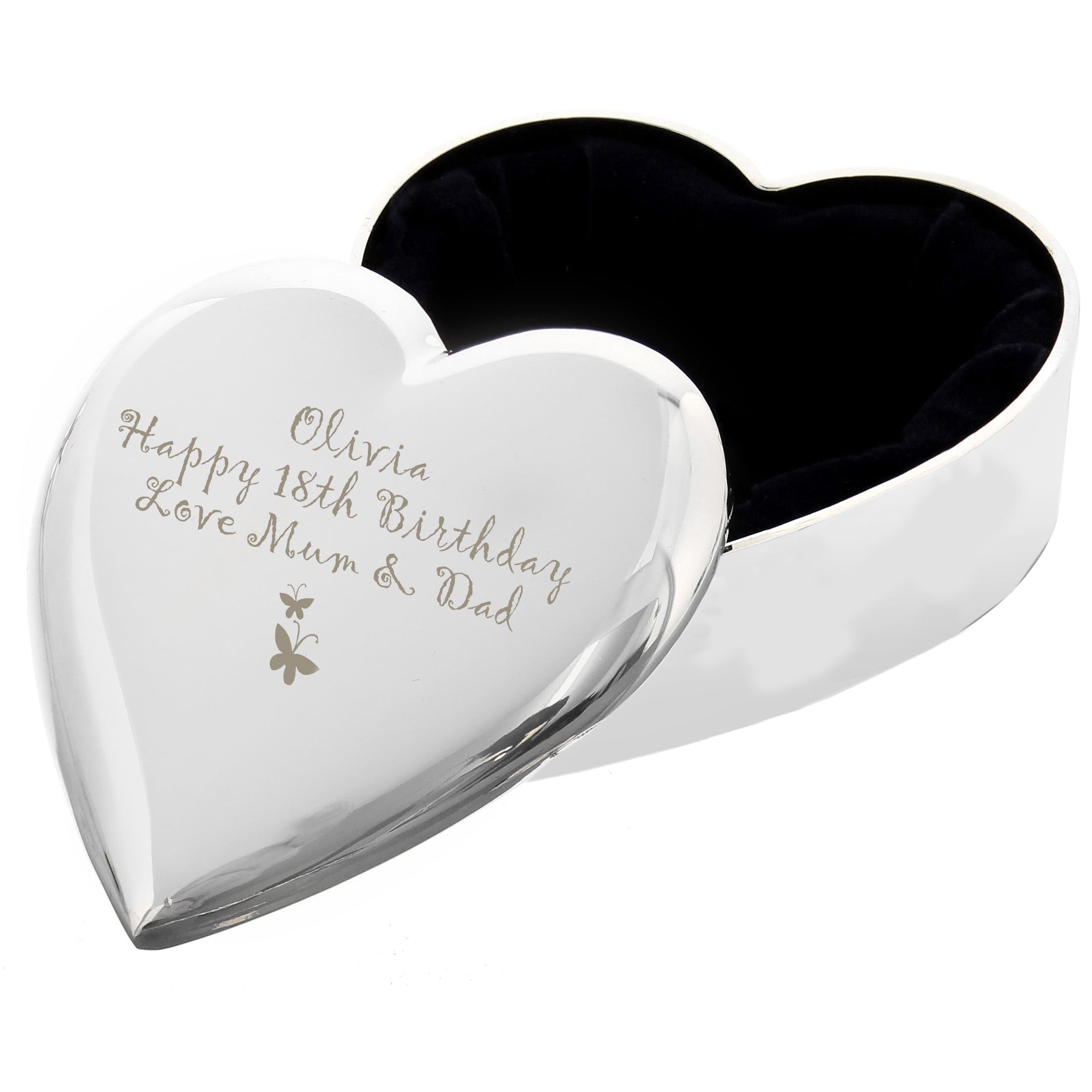 Personalised Butterfly Heart Trinket Box