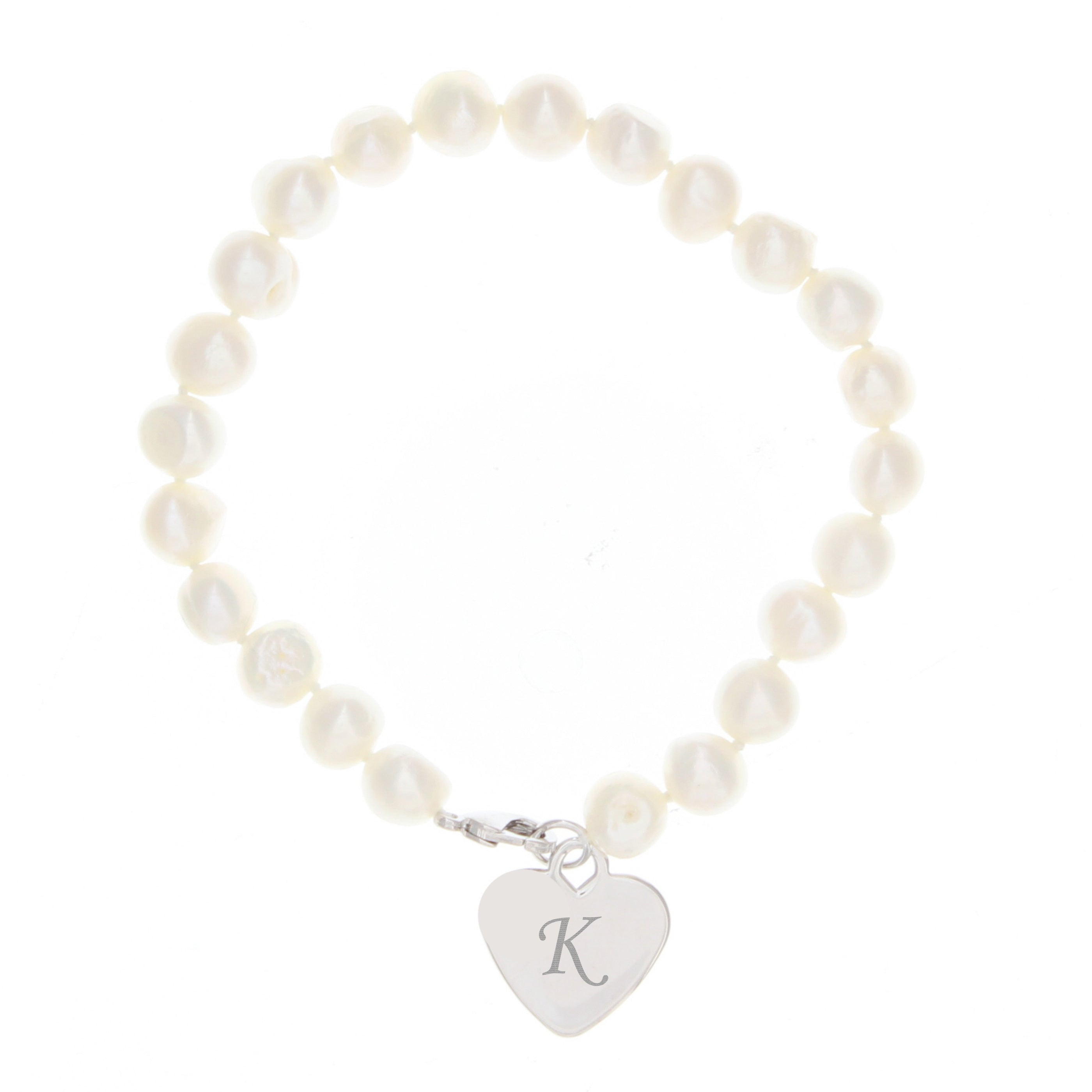 Personalised White Freshwater Scripted Initial Pearl Bracelet