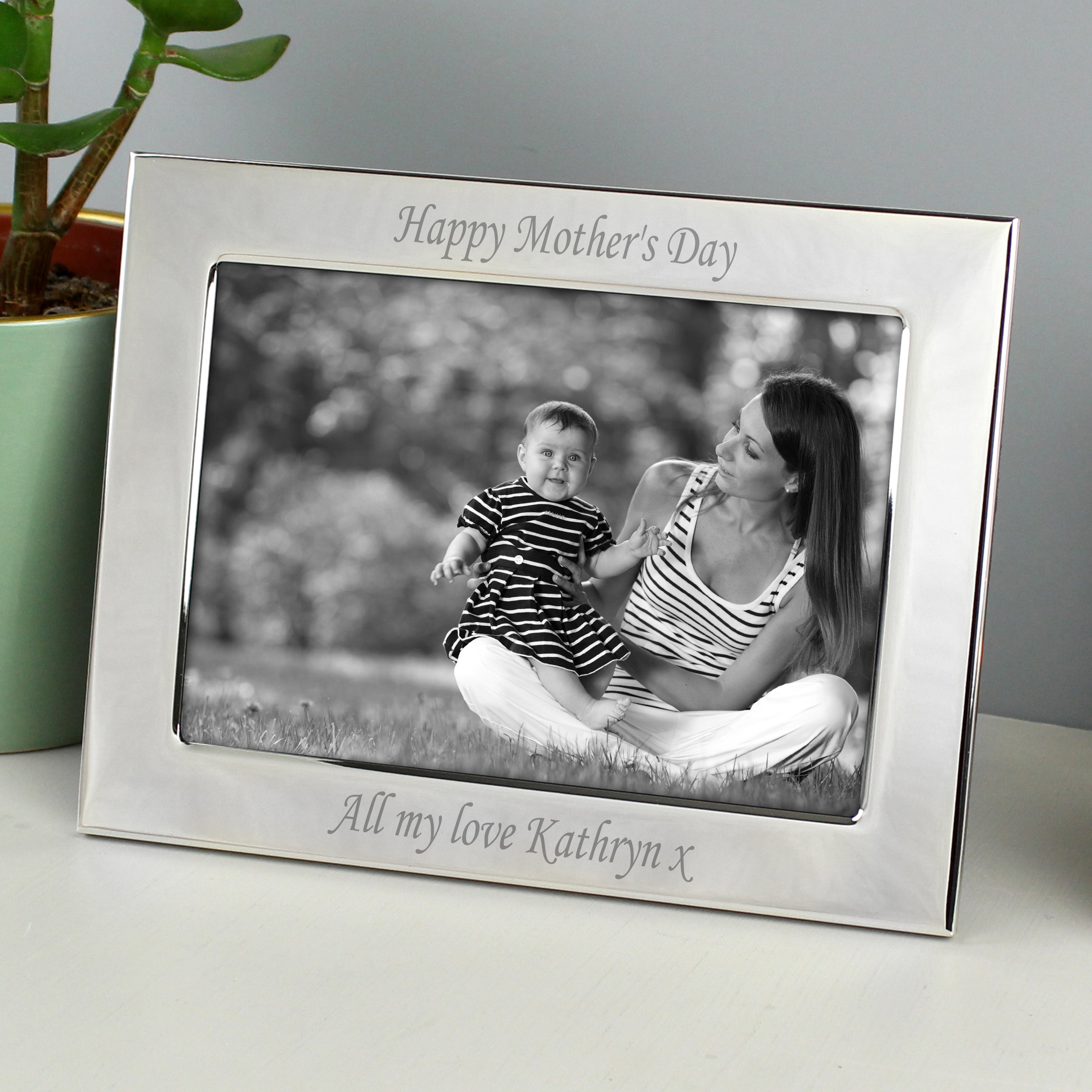 Personalised Silver Plated 6x4 Landscape Photo Frame