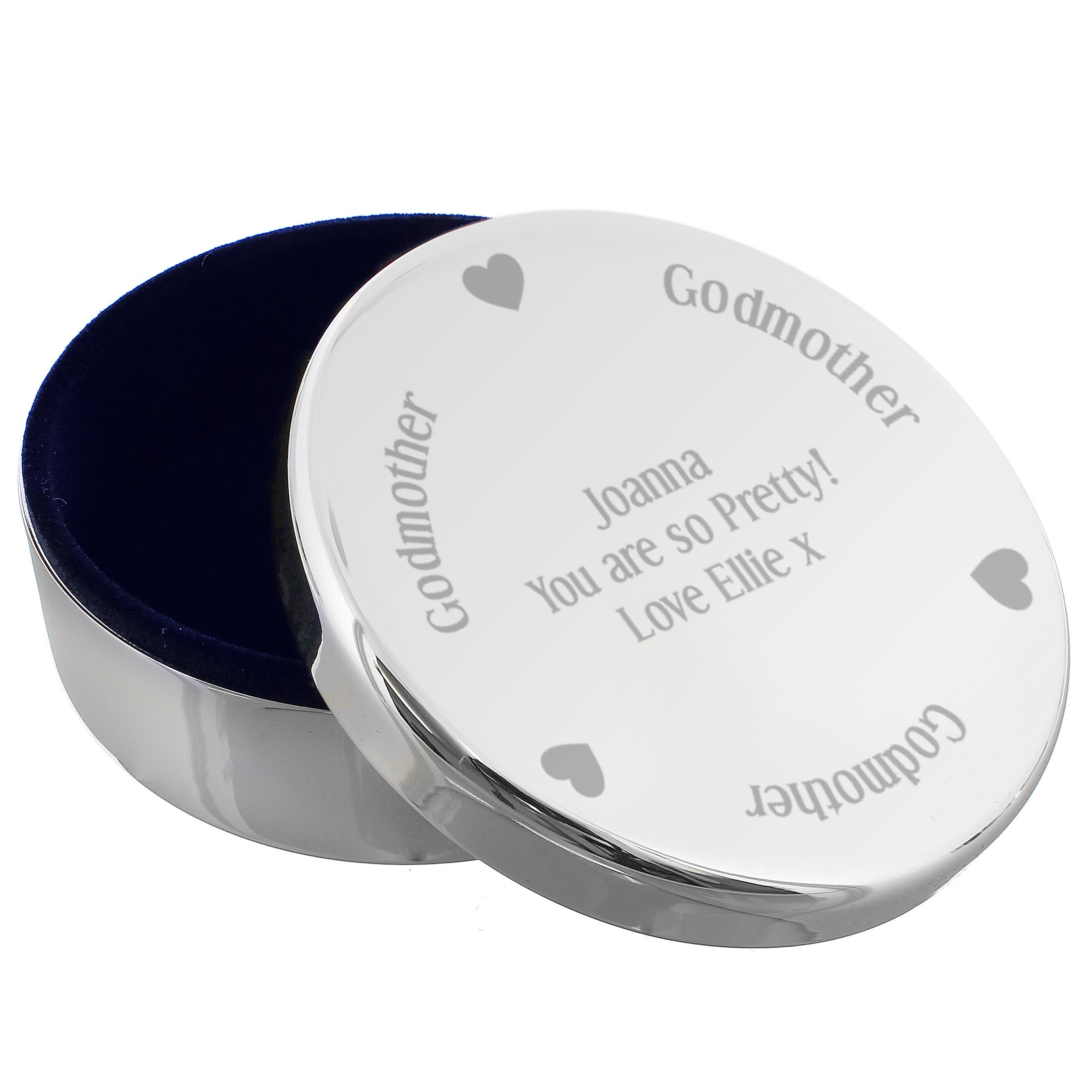 Personalised Godmother Round Trinket Box