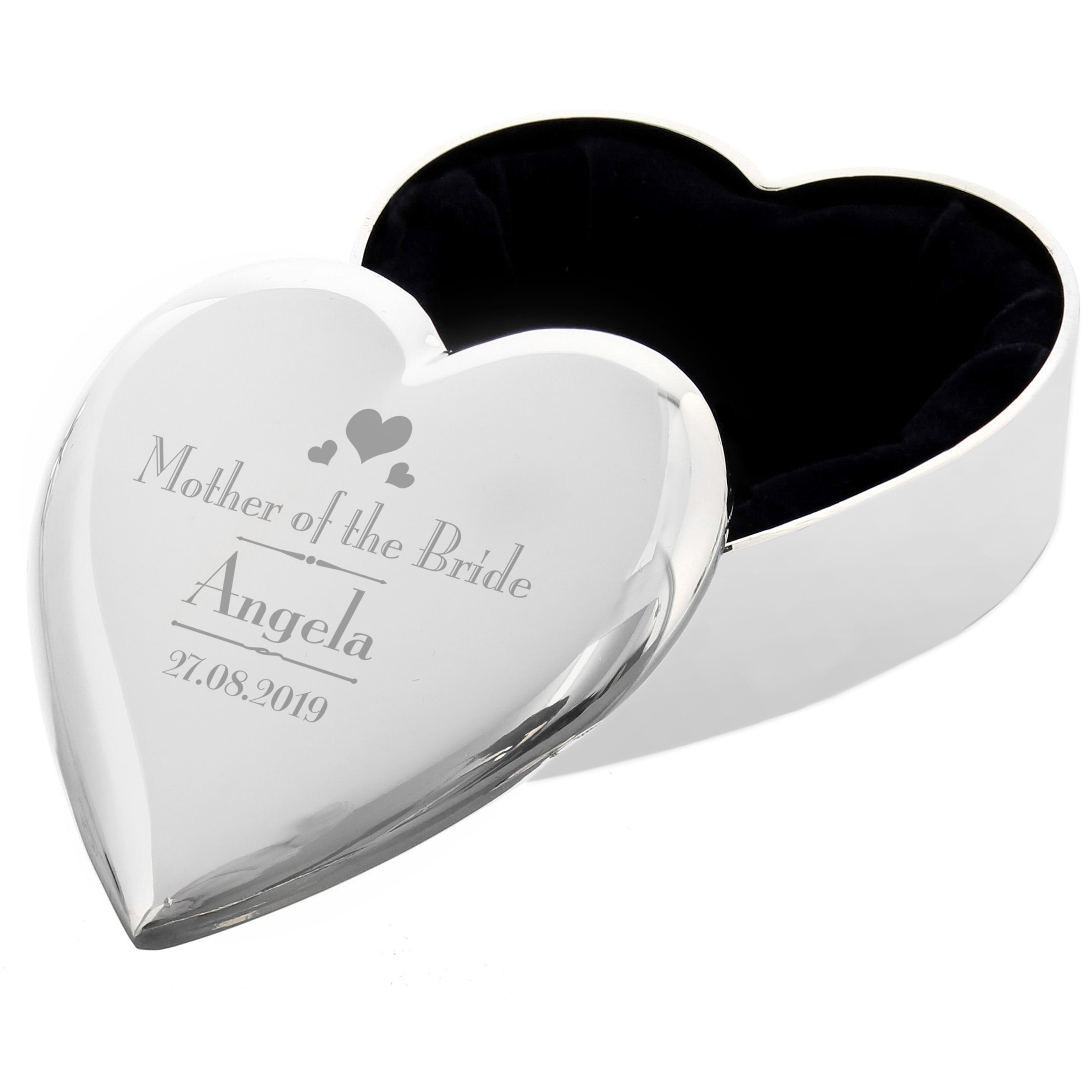 Personalised Decorative Wedding Mother of the Bride Heart Trinket Box