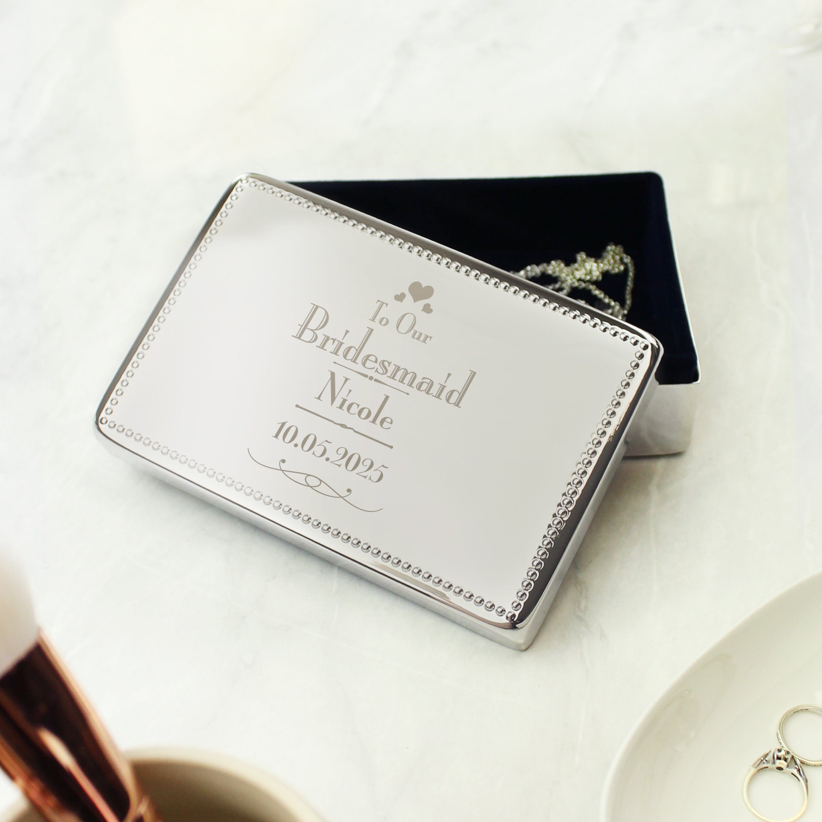 Personalised Decorative Wedding Bridesmaid Jewellery Box