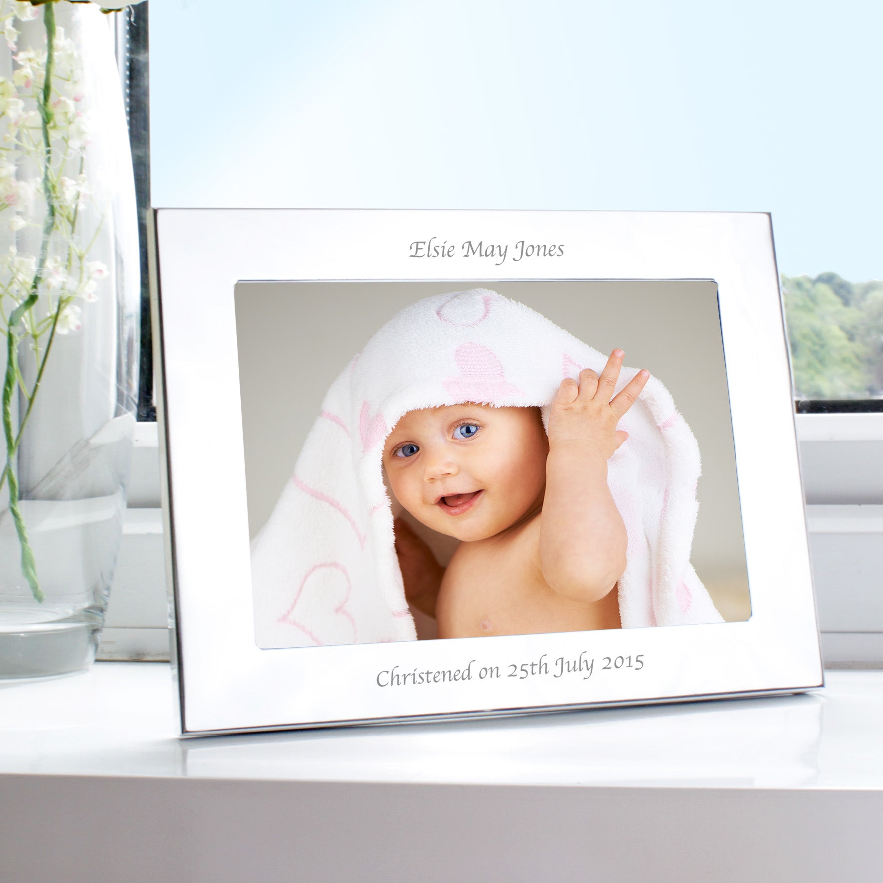 Personalised Silver 5x7 Landscape Photo Frame