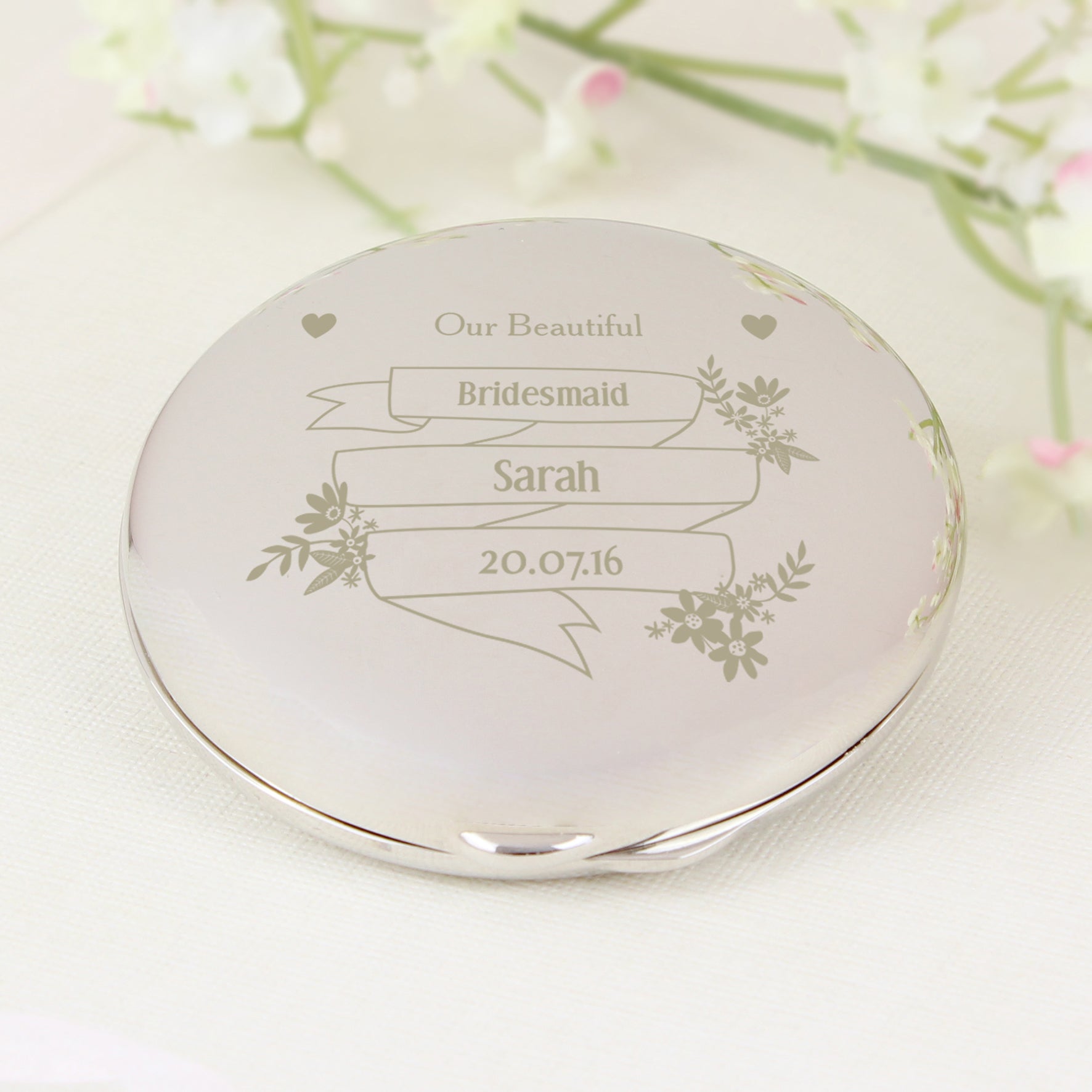 Personalised Garden Bloom Compact Mirror