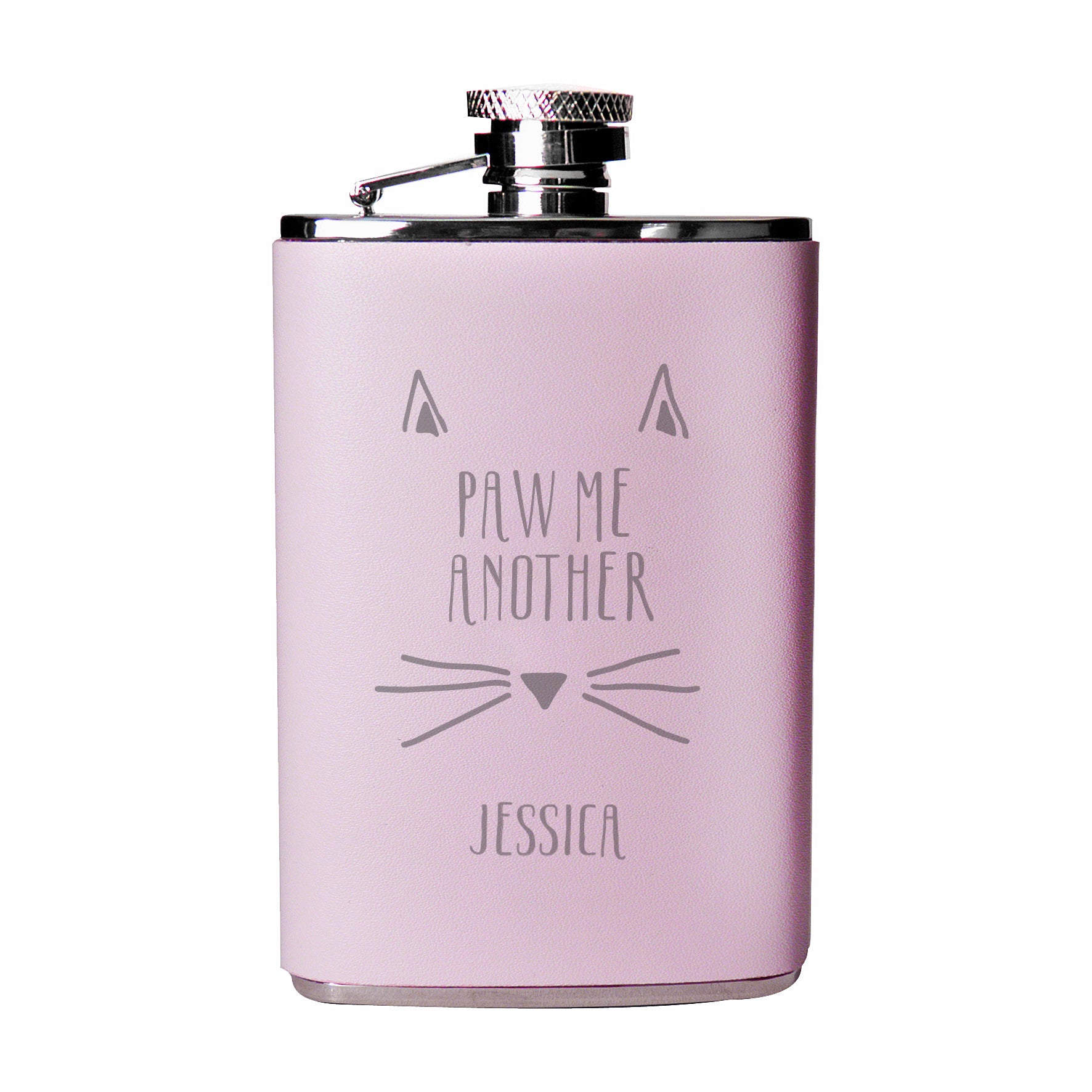 Personalised Paw Me Another Pink Hip Flask