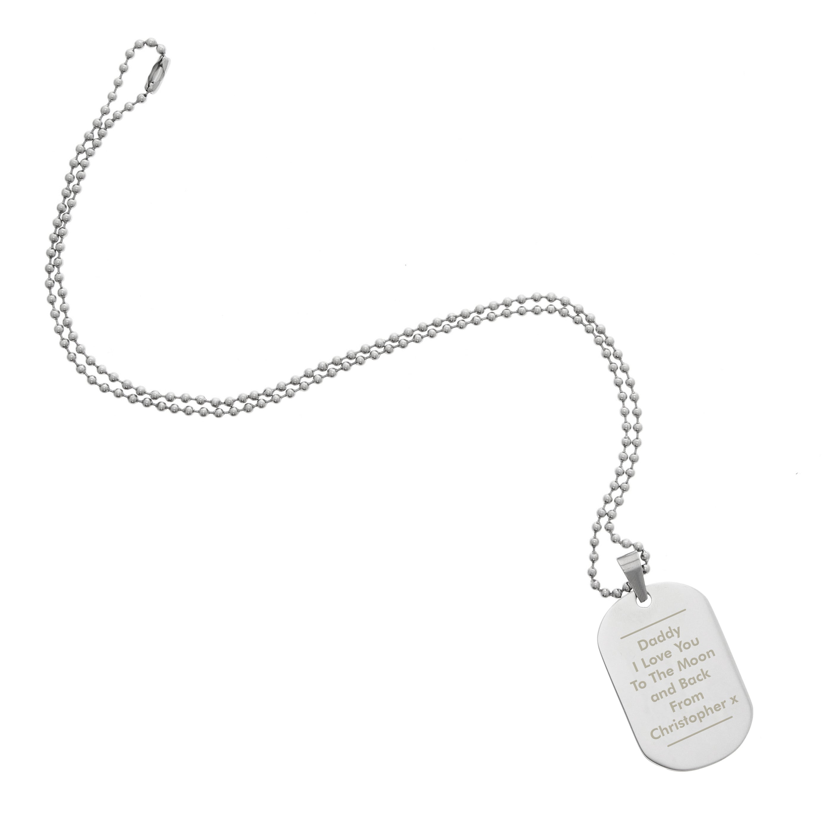 Personalised Classic Stainless Steel Dog Tag Necklace