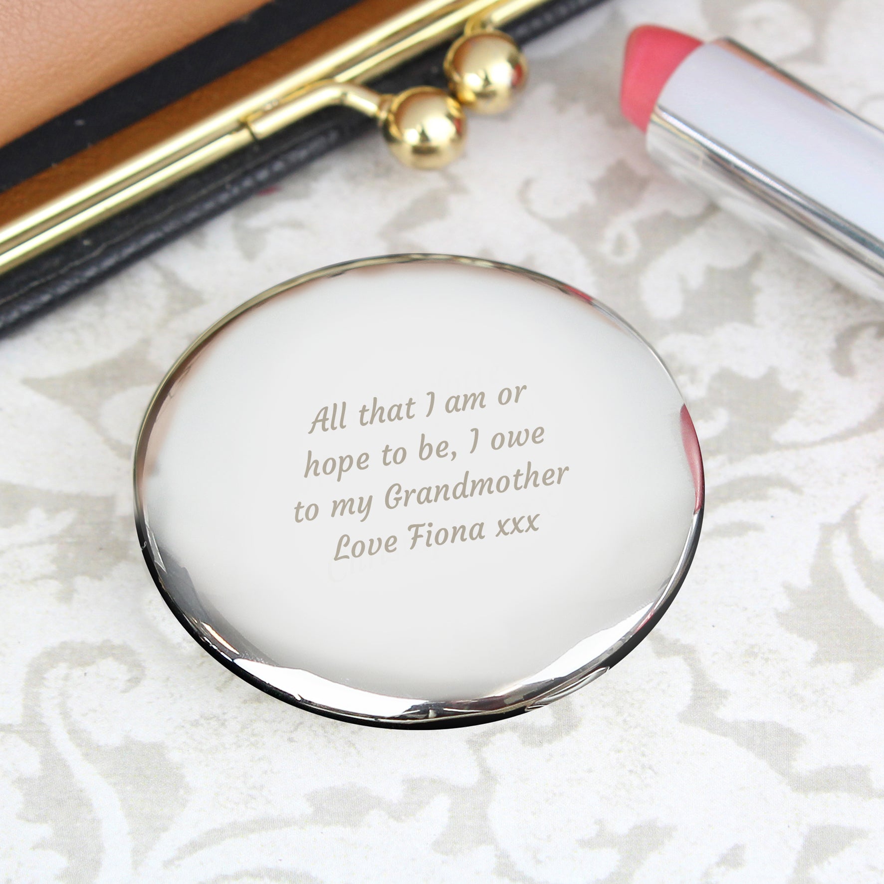 Personalised Any Message Compact Mirror