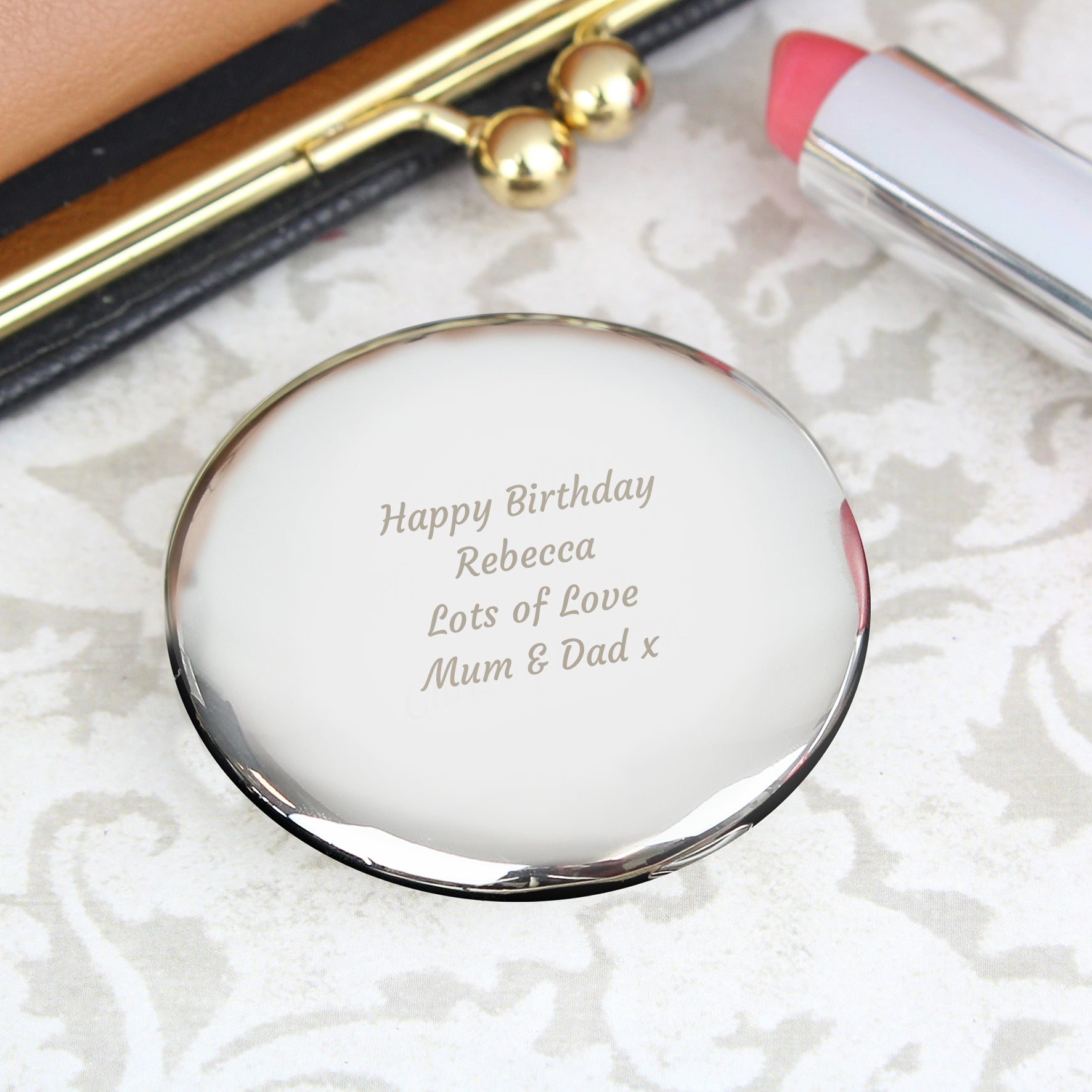 Personalised Any Message Compact Mirror