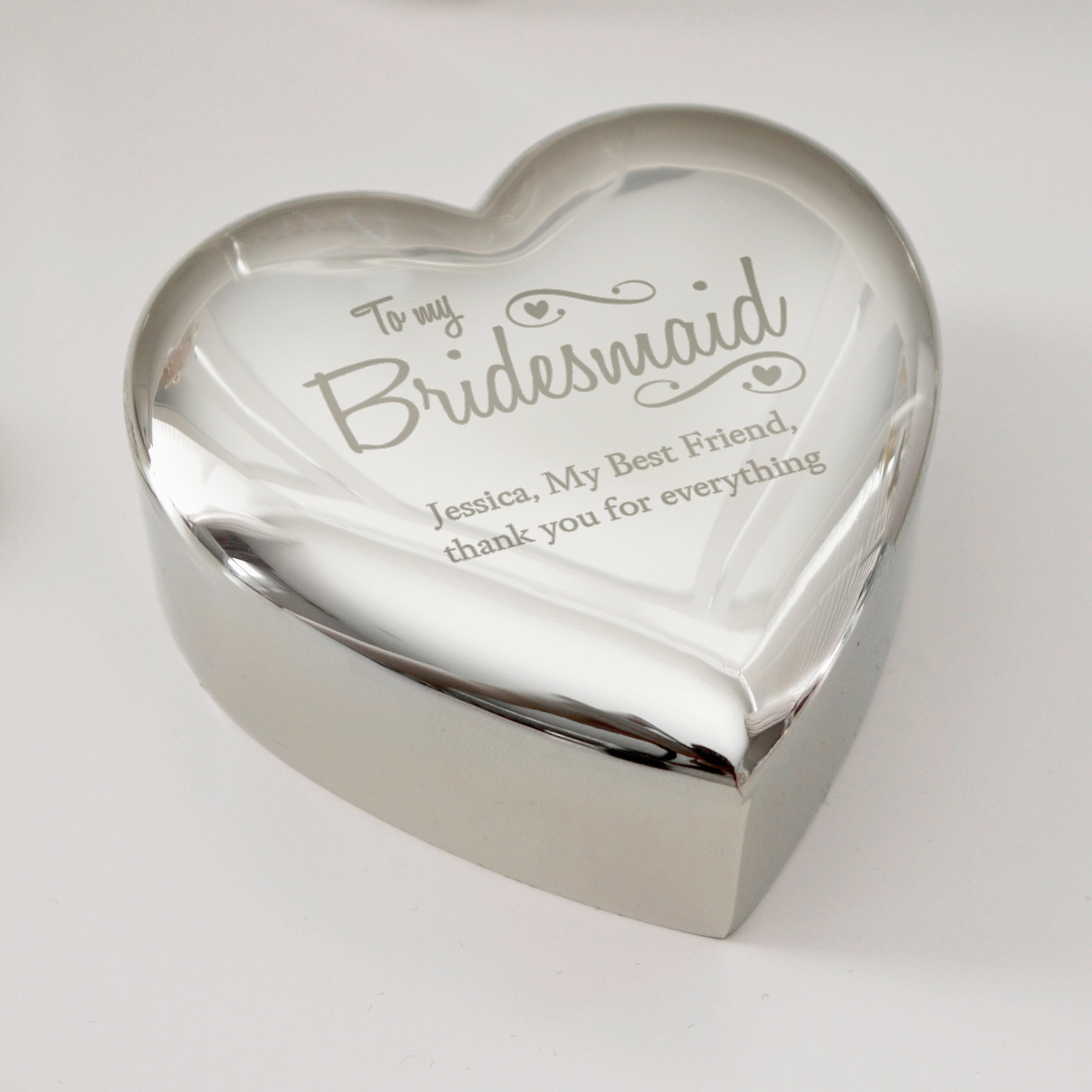 Personalised Bridesmaid Swirls & Hearts Trinket Box