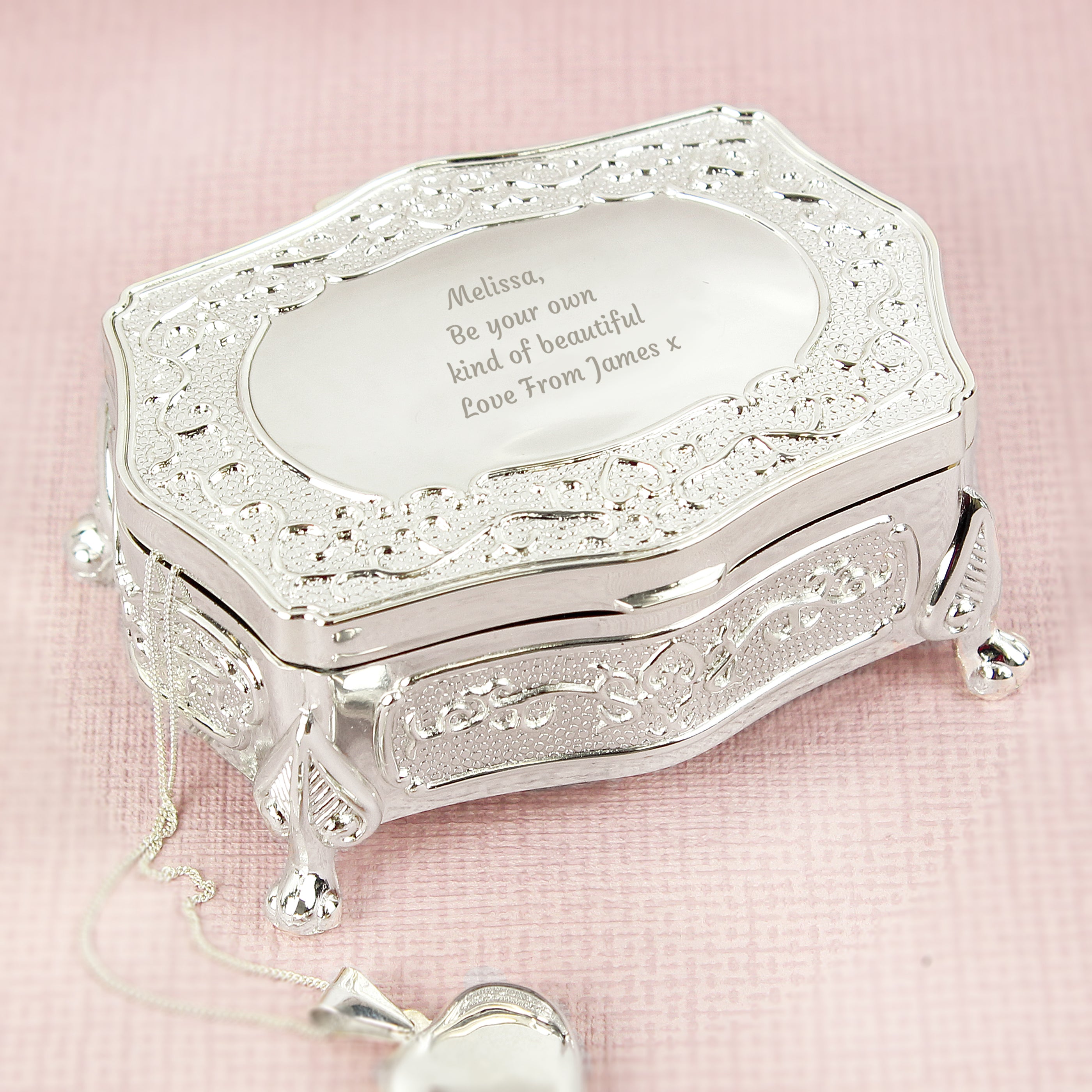 Personalised Any Message Small Antique Trinket Box