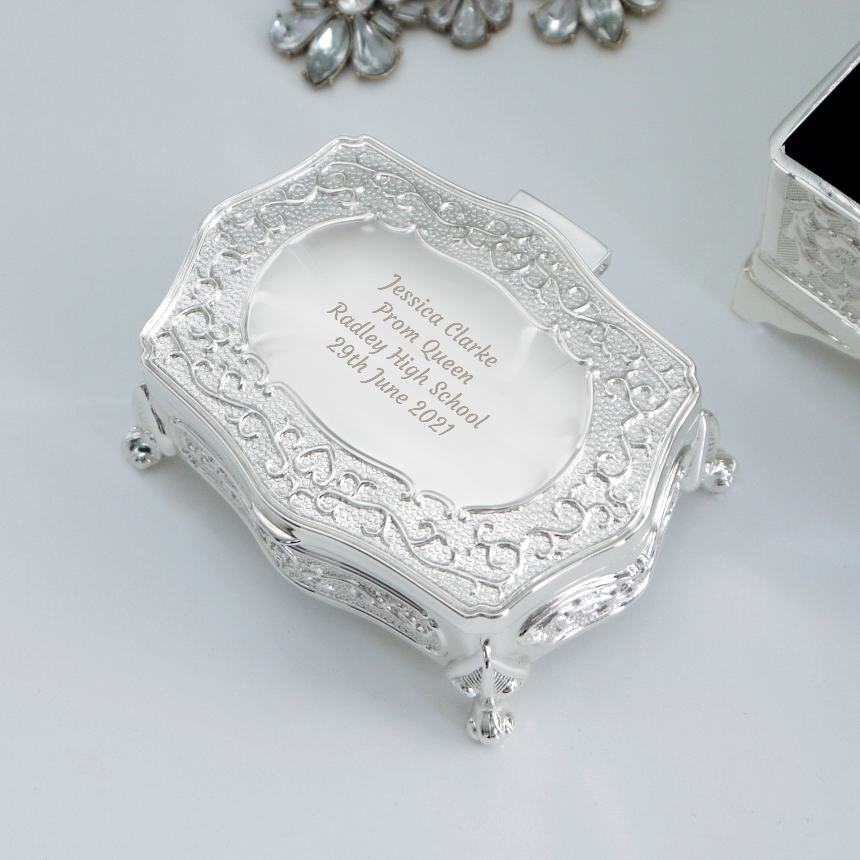 Personalised Any Message Small Antique Trinket Box