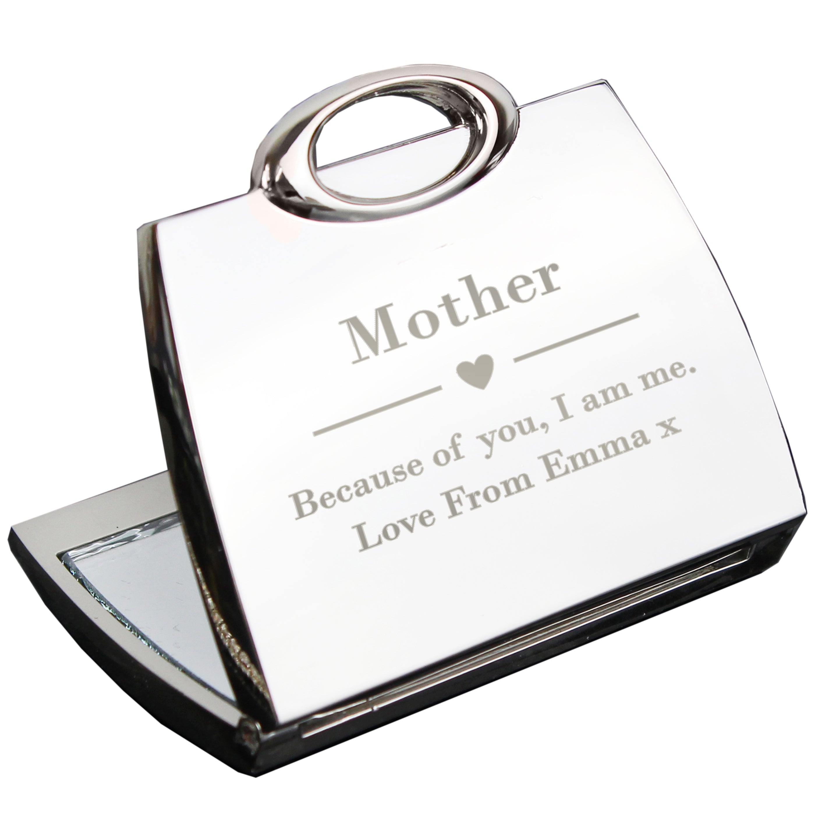 Personalised Heart Handbag Compact Mirror