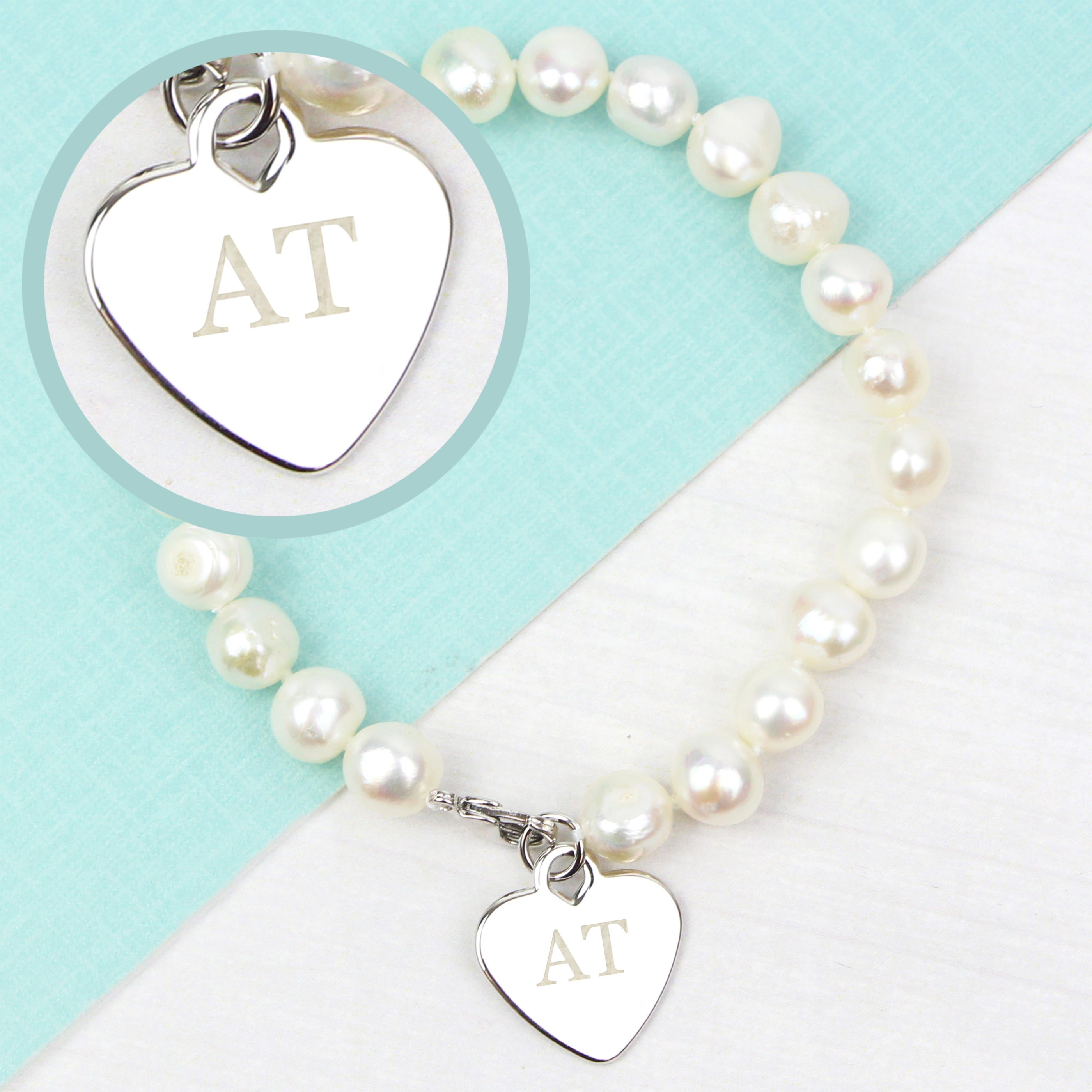 Personalised White Freshwater Pearl Initial Bracelet