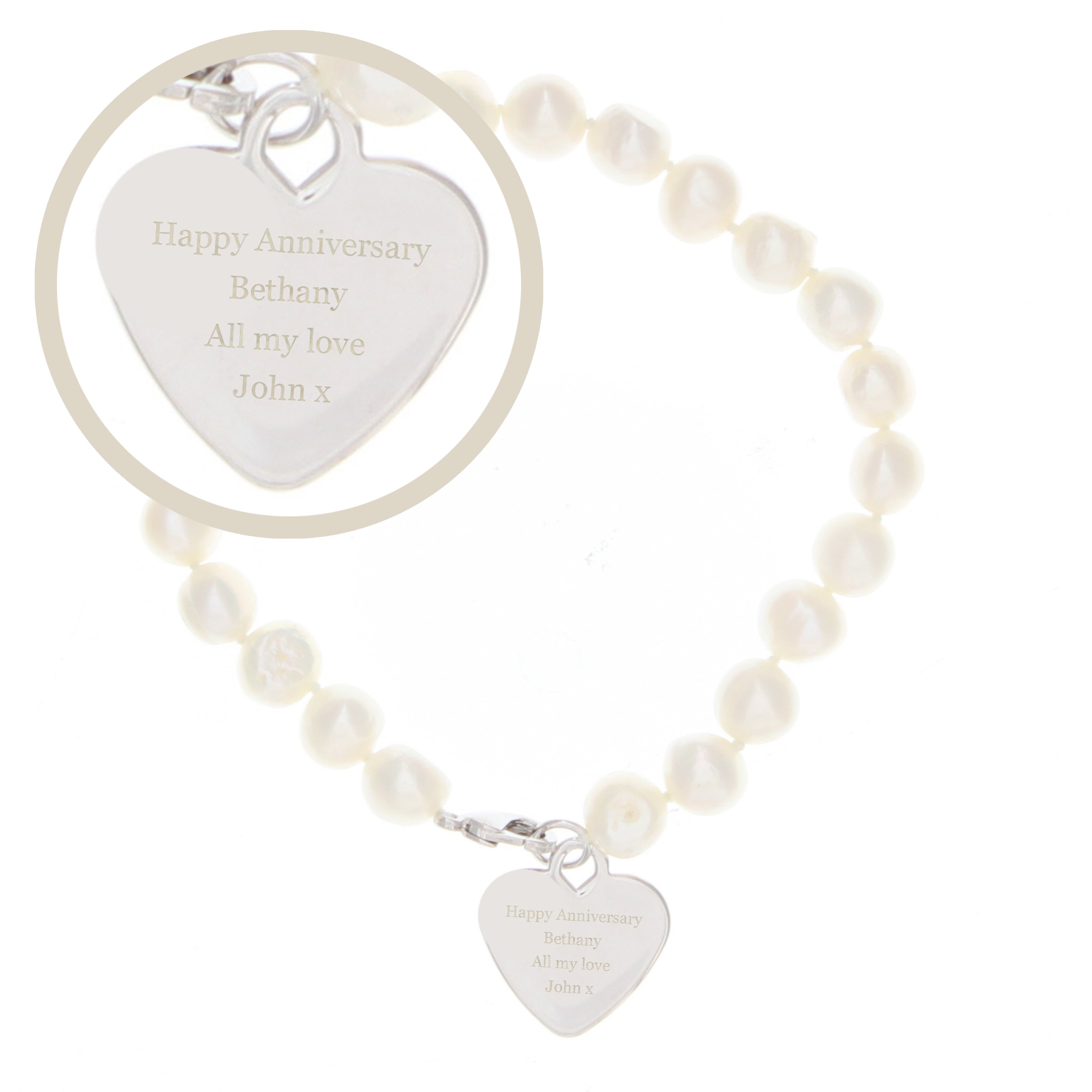 Personalised White Freshwater Pearl Message Bracelet