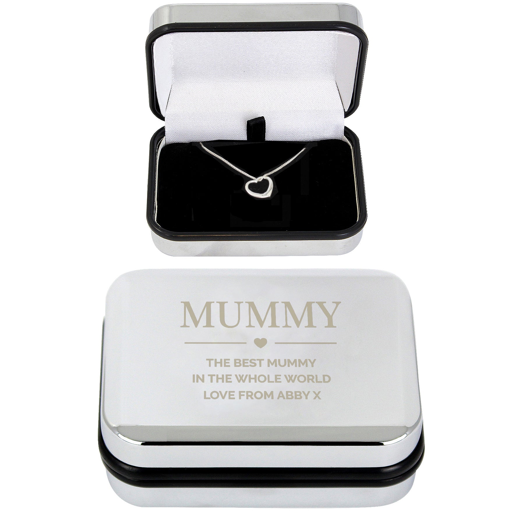 Personalised Box and Heart Necklace