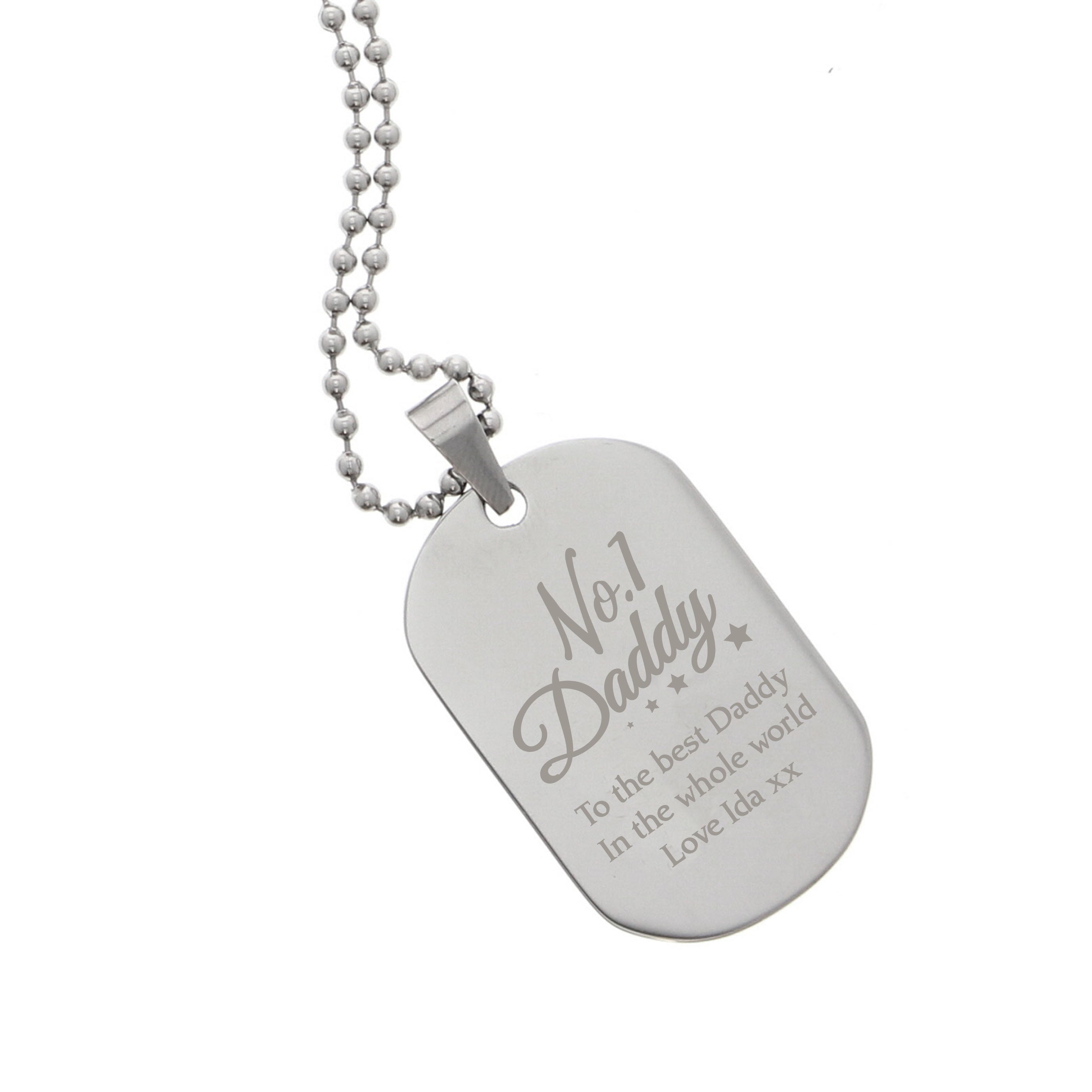 Personalised No.1 Daddy Stainless Steel Dog Tag Necklace