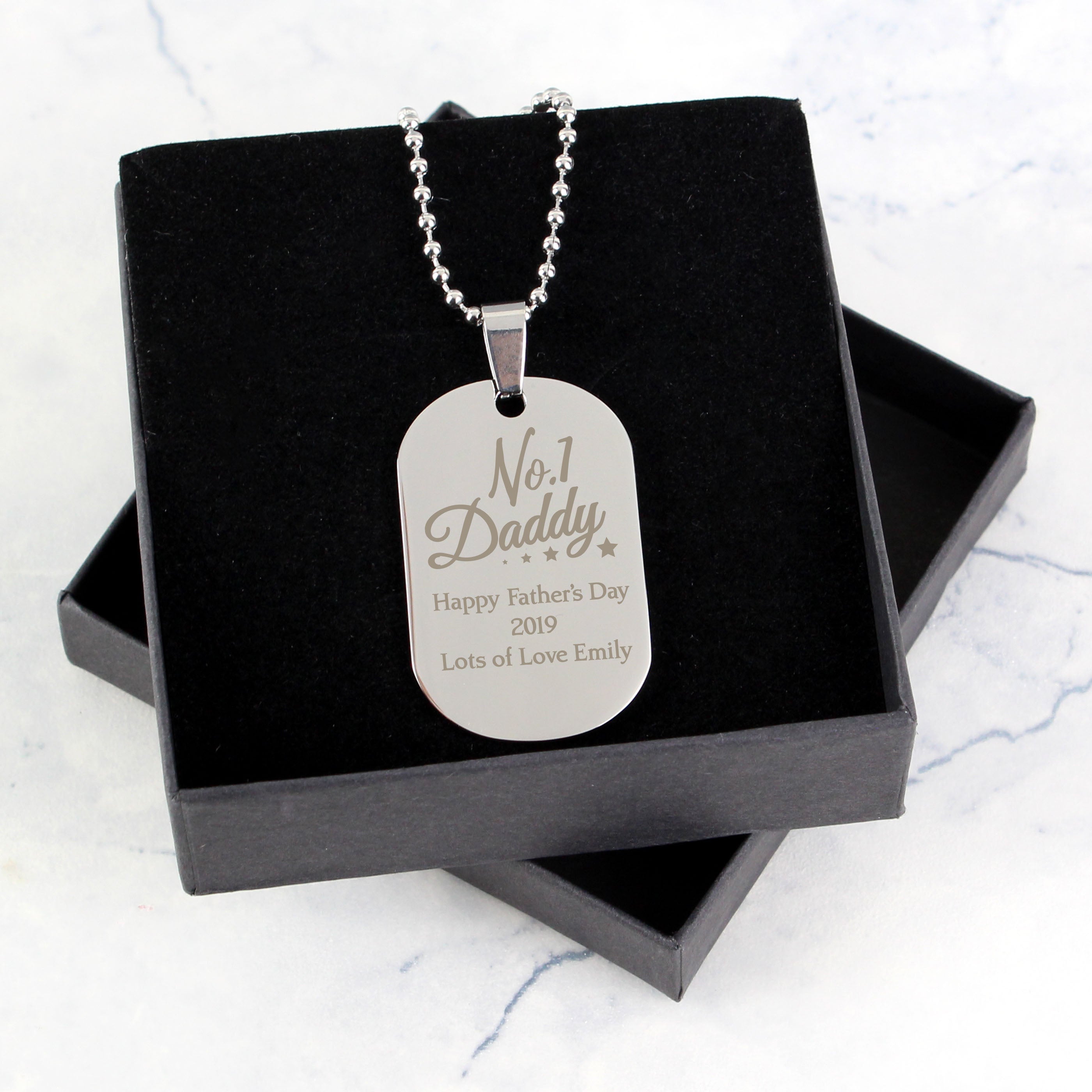 Personalised No.1 Daddy Stainless Steel Dog Tag Necklace