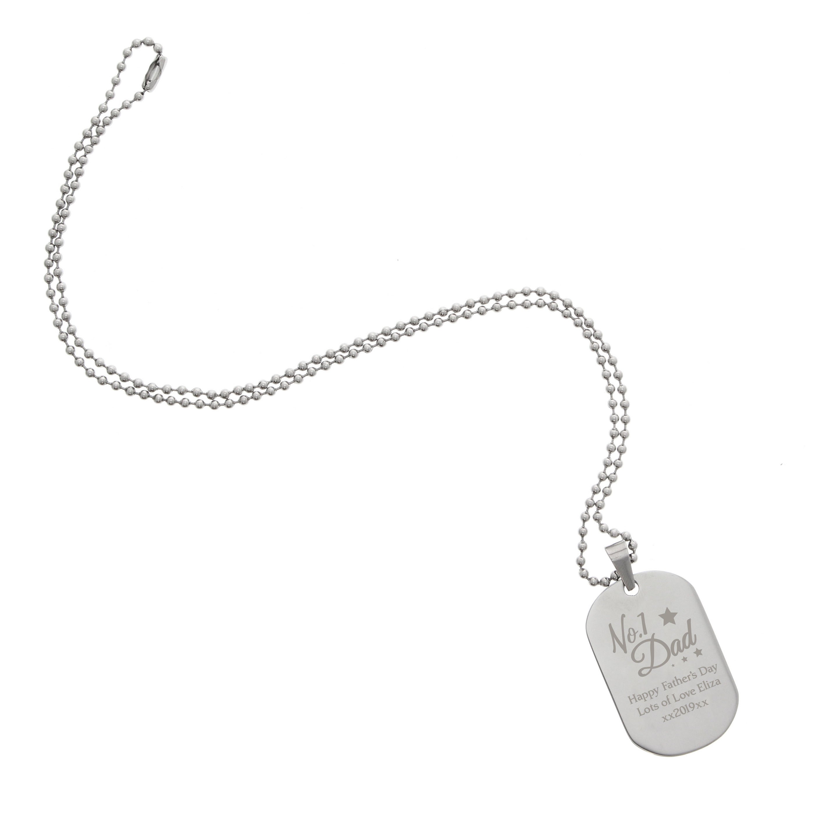 Personalised No.1 Dad Stainless Steel Dog Tag Necklace