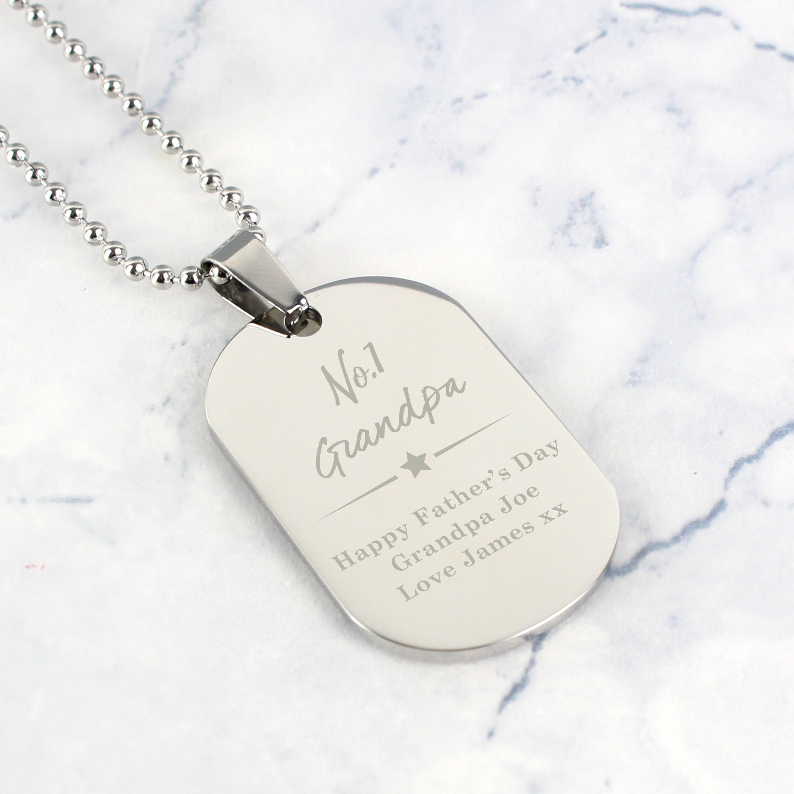 Personalised No.1 Stainless Steel Dog Tag Necklace