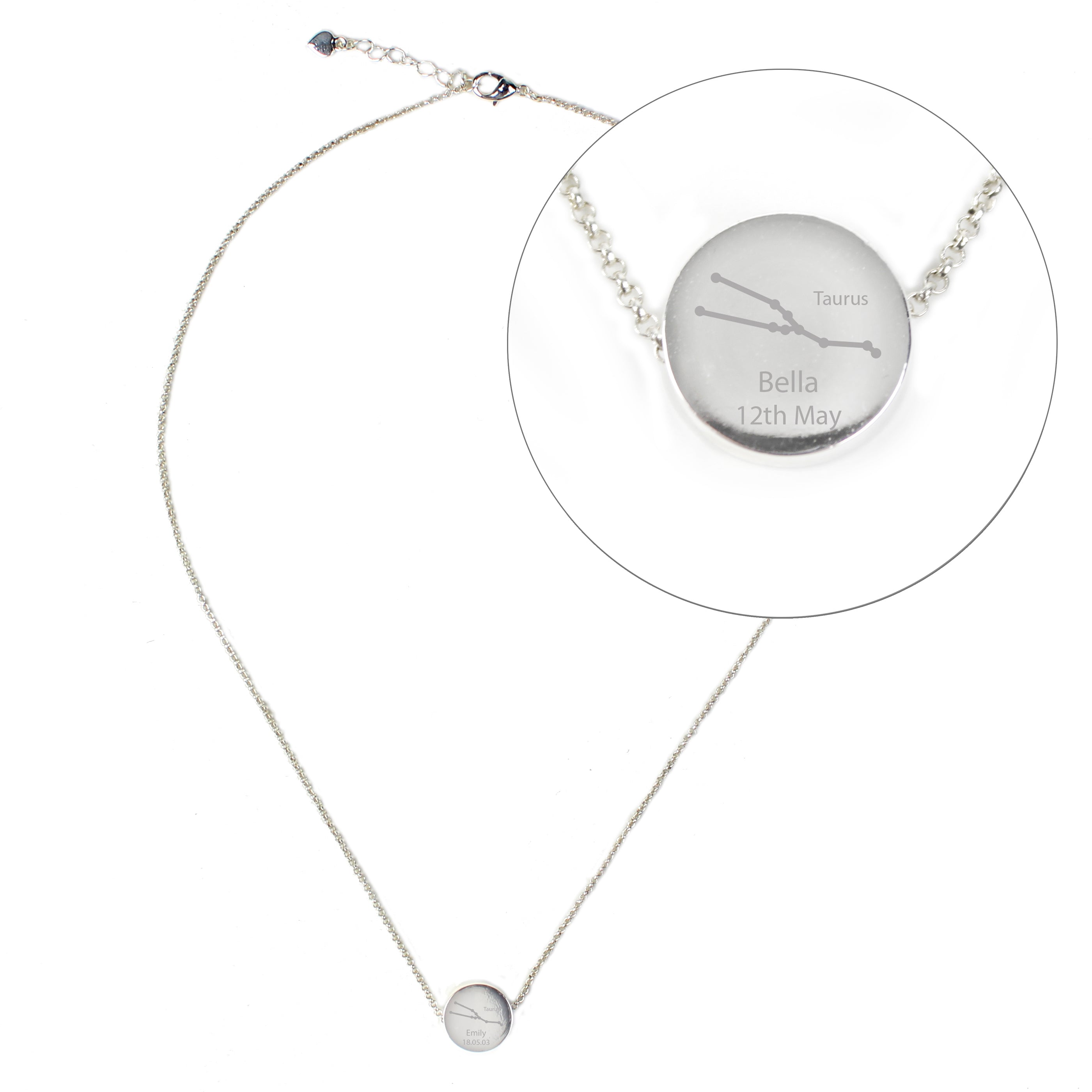 Personalised Taurus Zodiac Star Sign  Silver Tone Necklace (April 20th - May 20th)