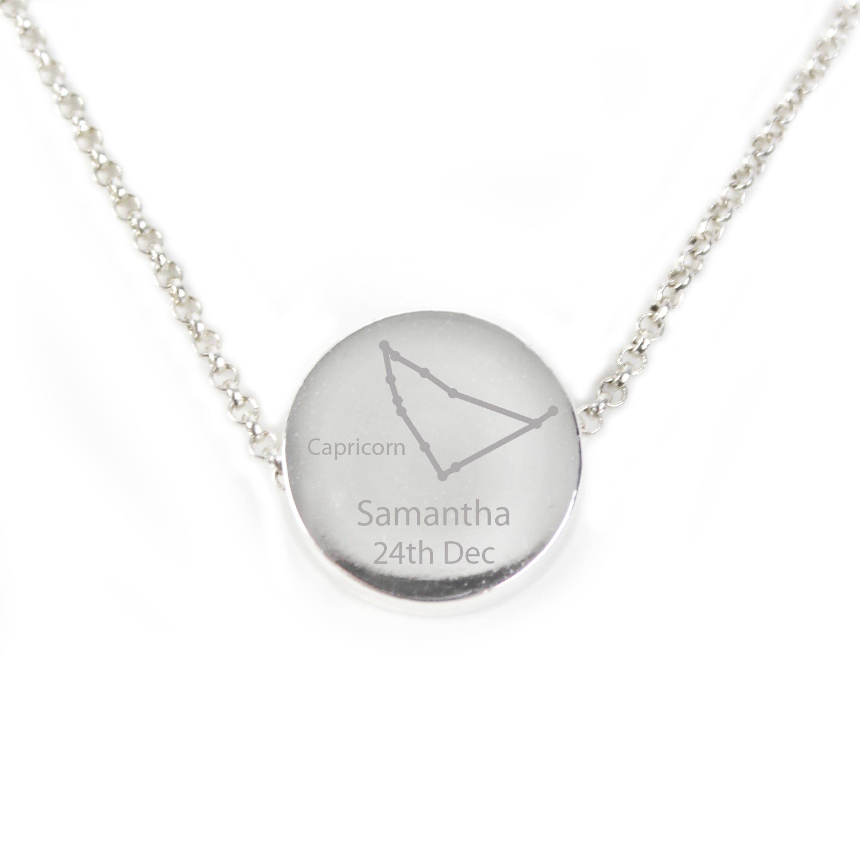 Personalised Capricorn Zodiac Star Sign Silver Tone Necklace (December 22nd - 19th January)