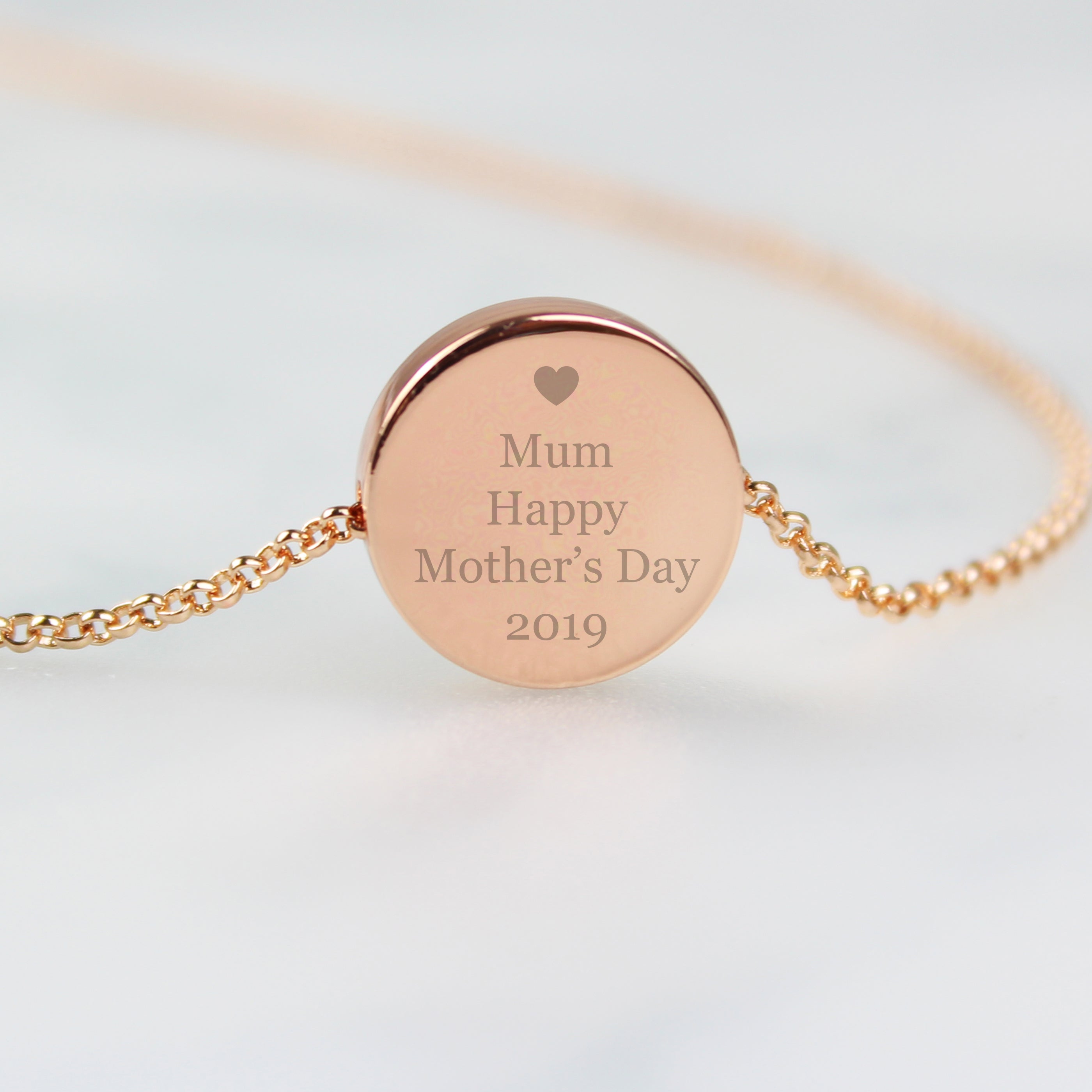 Personalised Heart Rose Gold Toned Disc Necklace