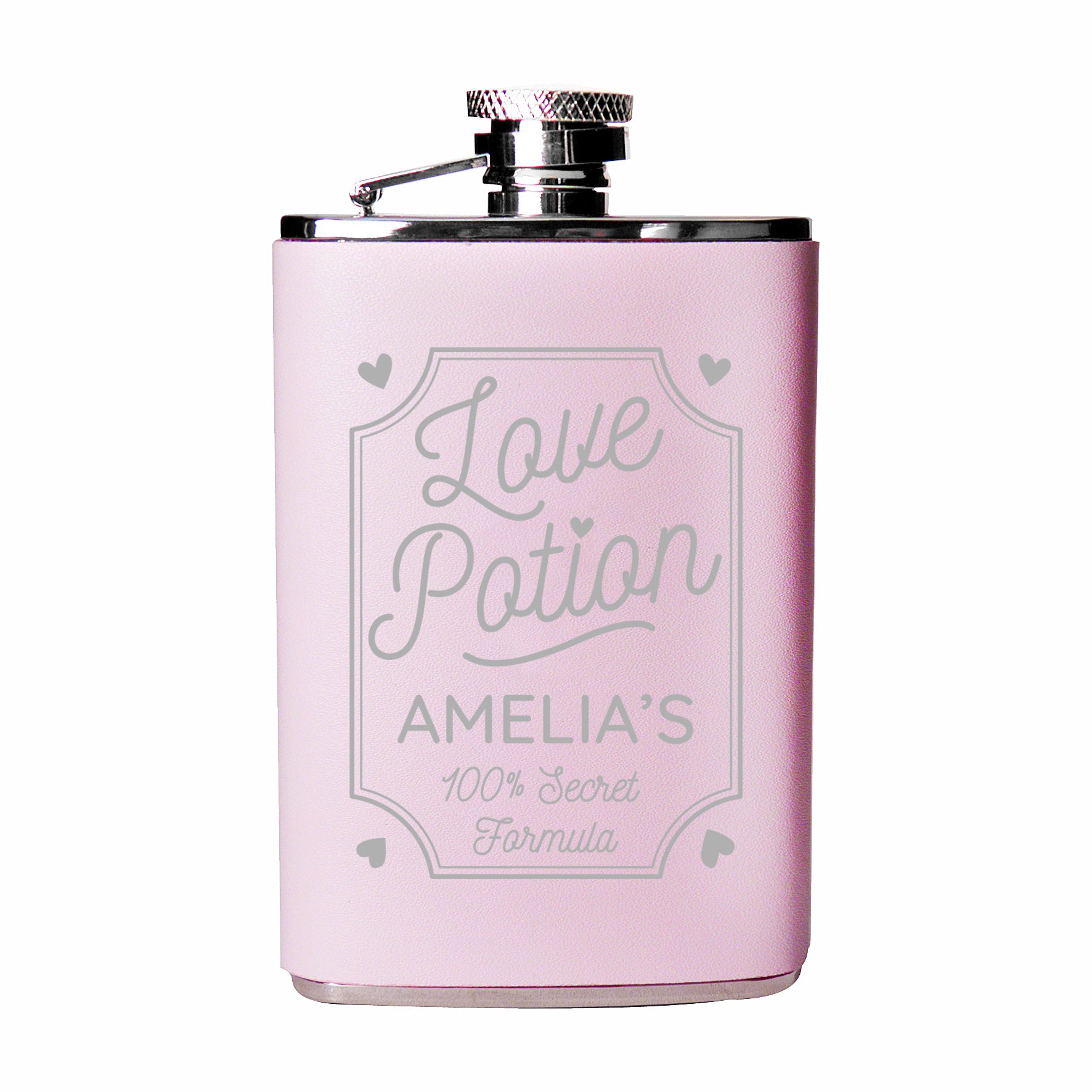 Personalised Love Potion Pink Hip Flask