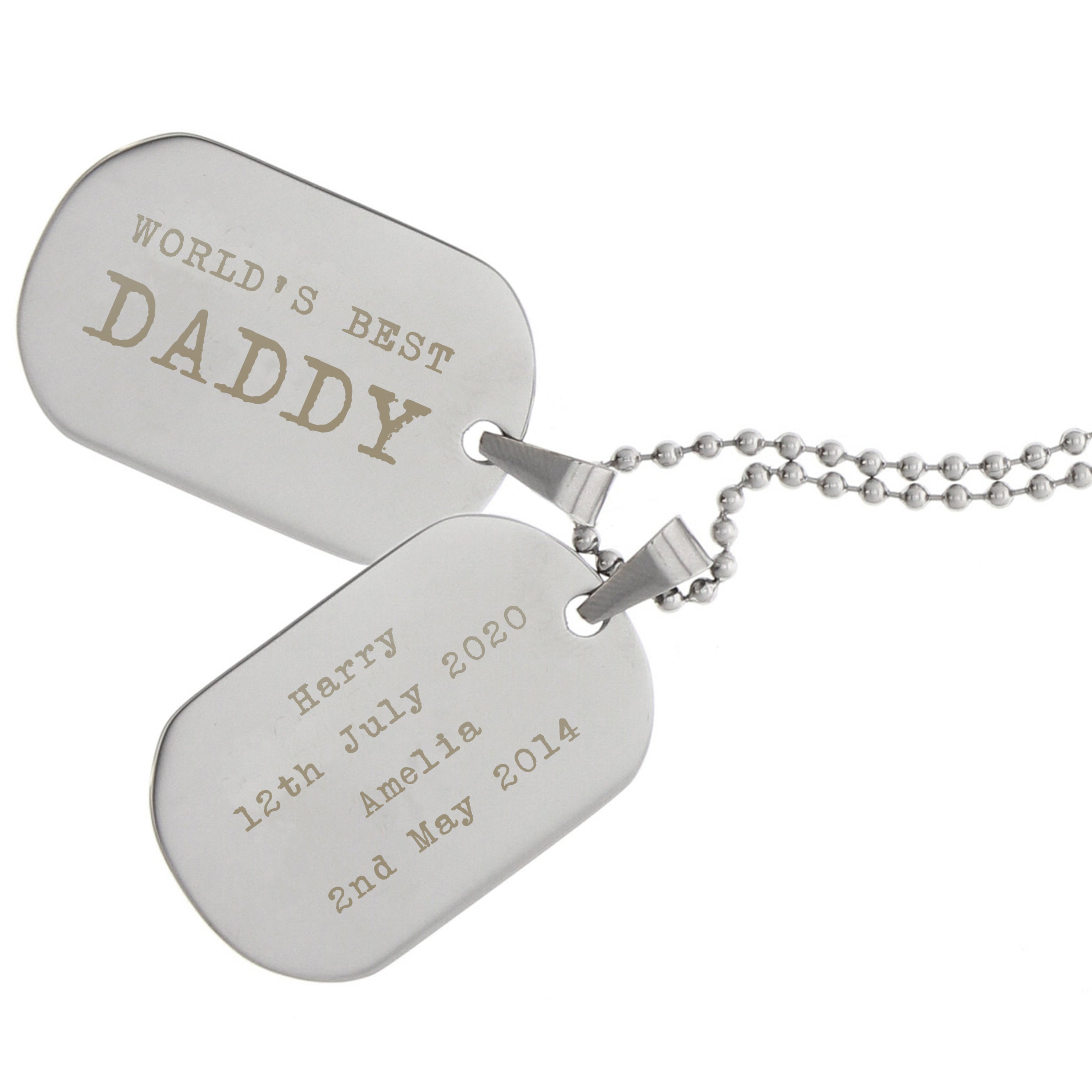 Personalised Free Text Steel Double Dog Tag Necklace