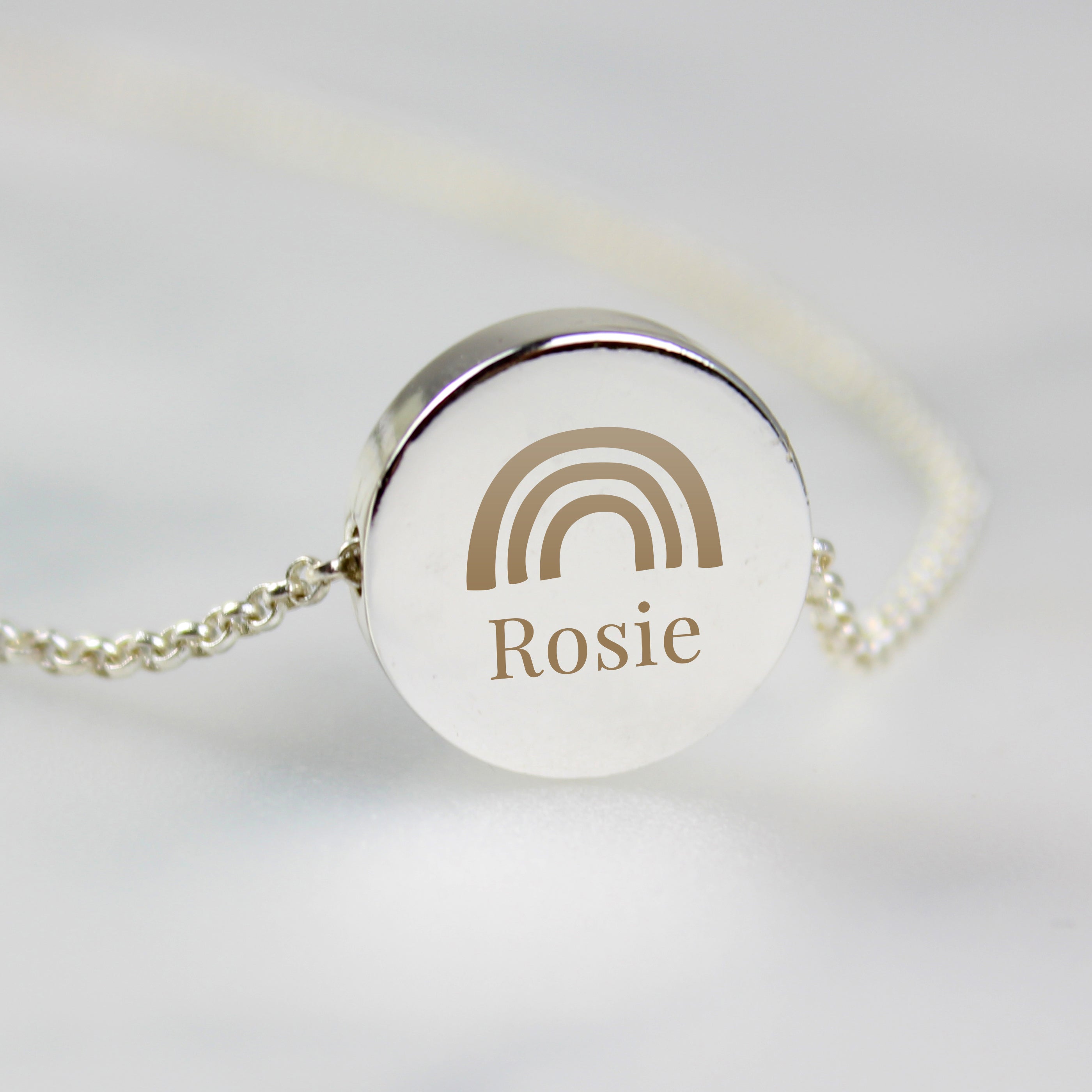 Personalised Rainbow Disc Necklace