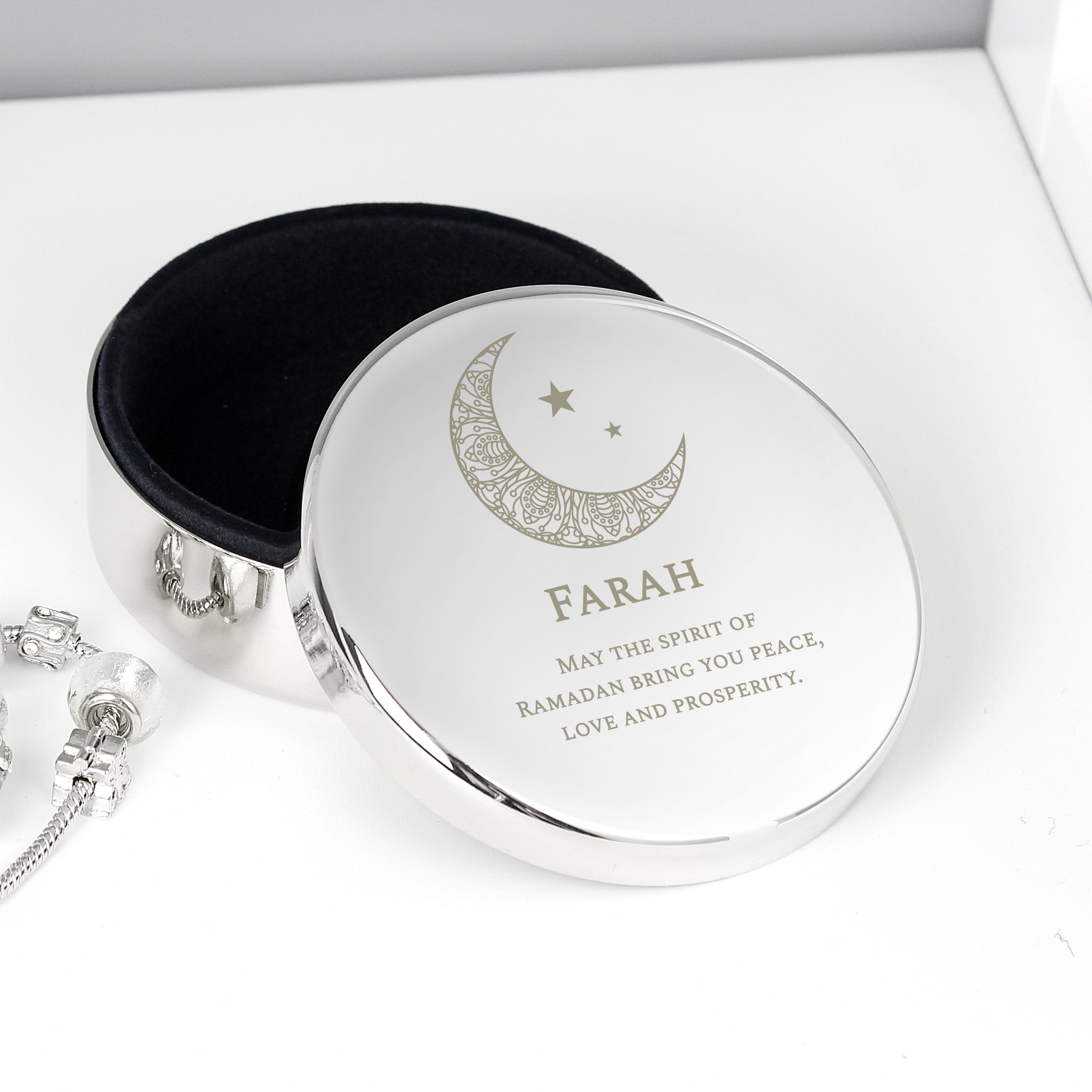 Personalised Eid and Ramadan Round Trinket Box