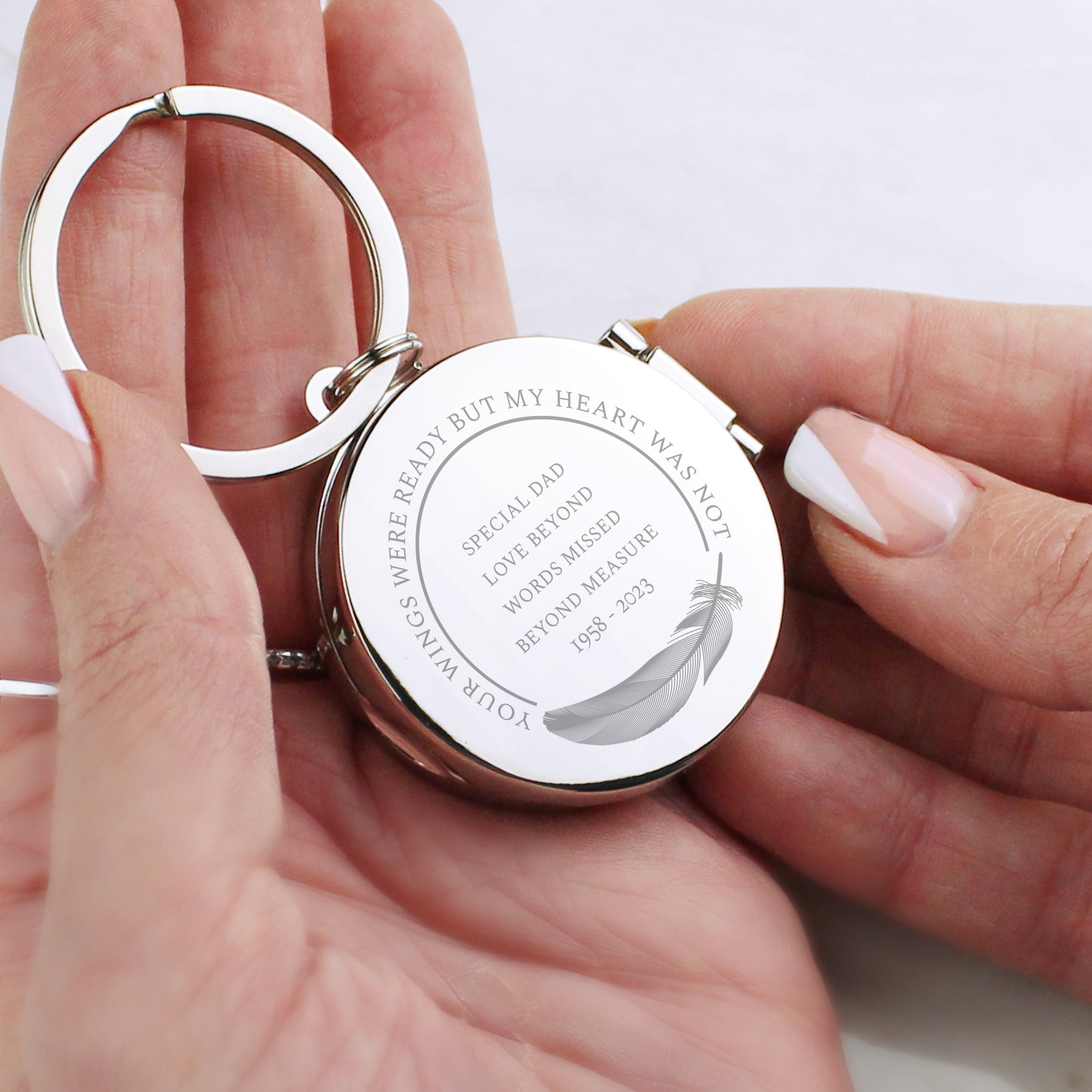 Personalised In Loving Memory Round Photo Keyring