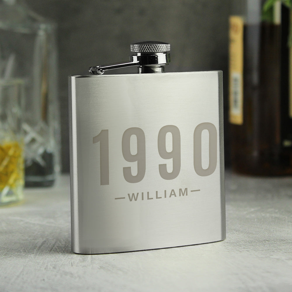 Personalised Date & Name Hip Flask