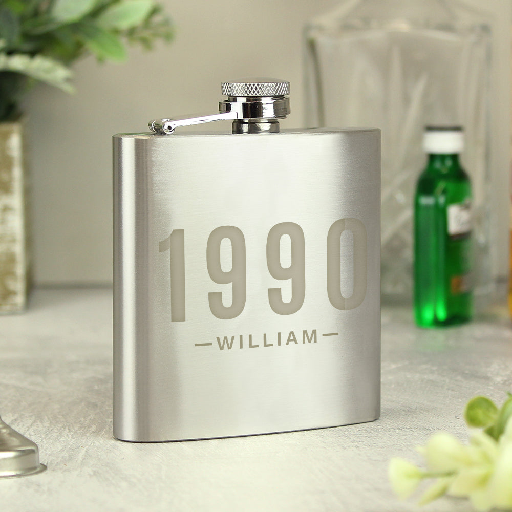 Personalised Date & Name Hip Flask