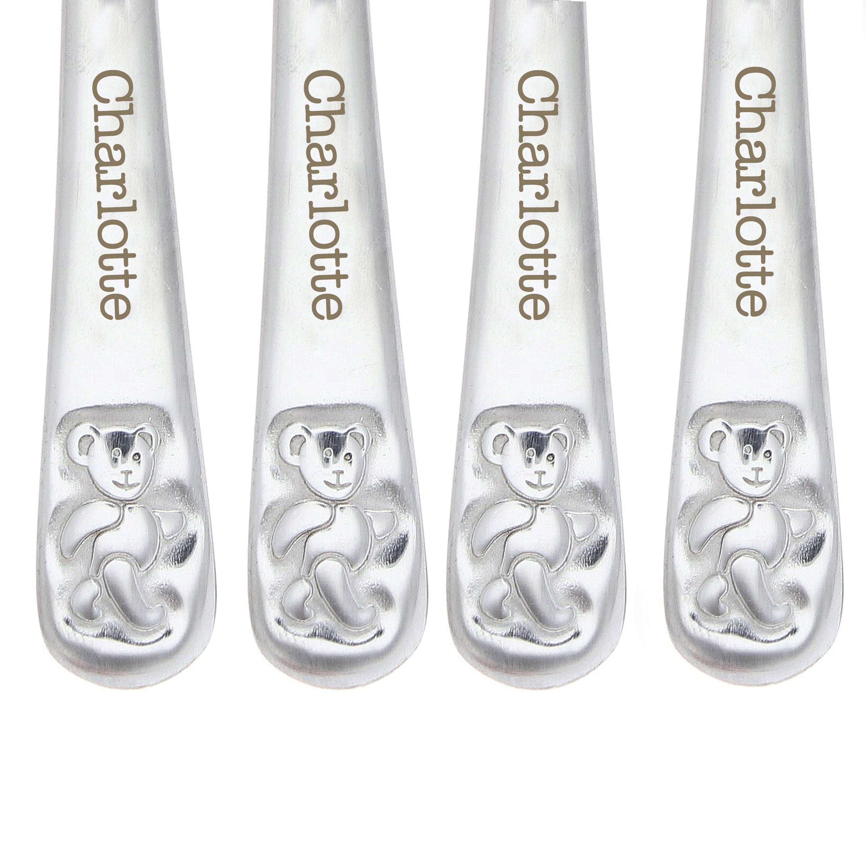 Personalised Teddy 4 Piece Embossed Cutlery Set