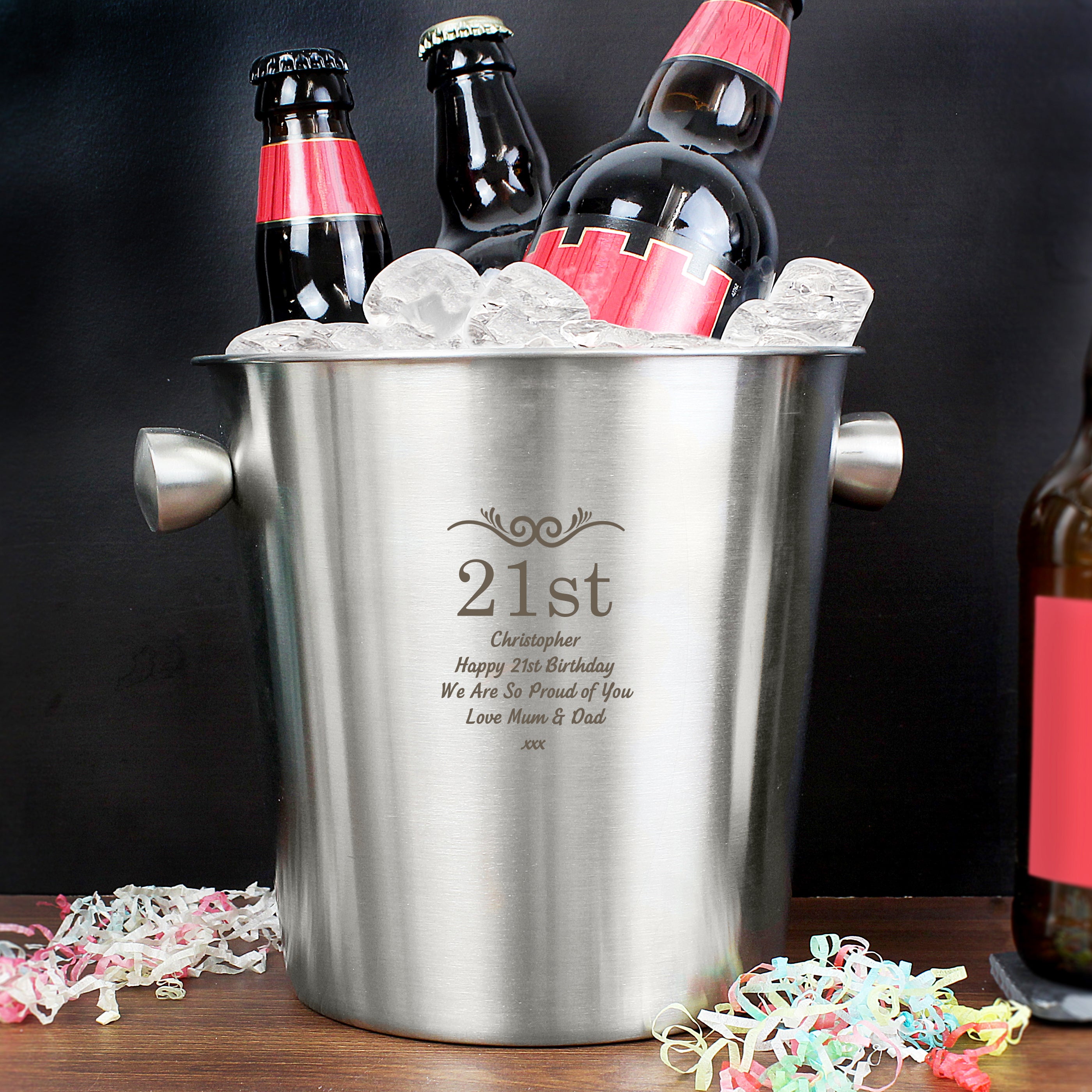 Personalised Number Frame Stainless Steel Ice Bucket