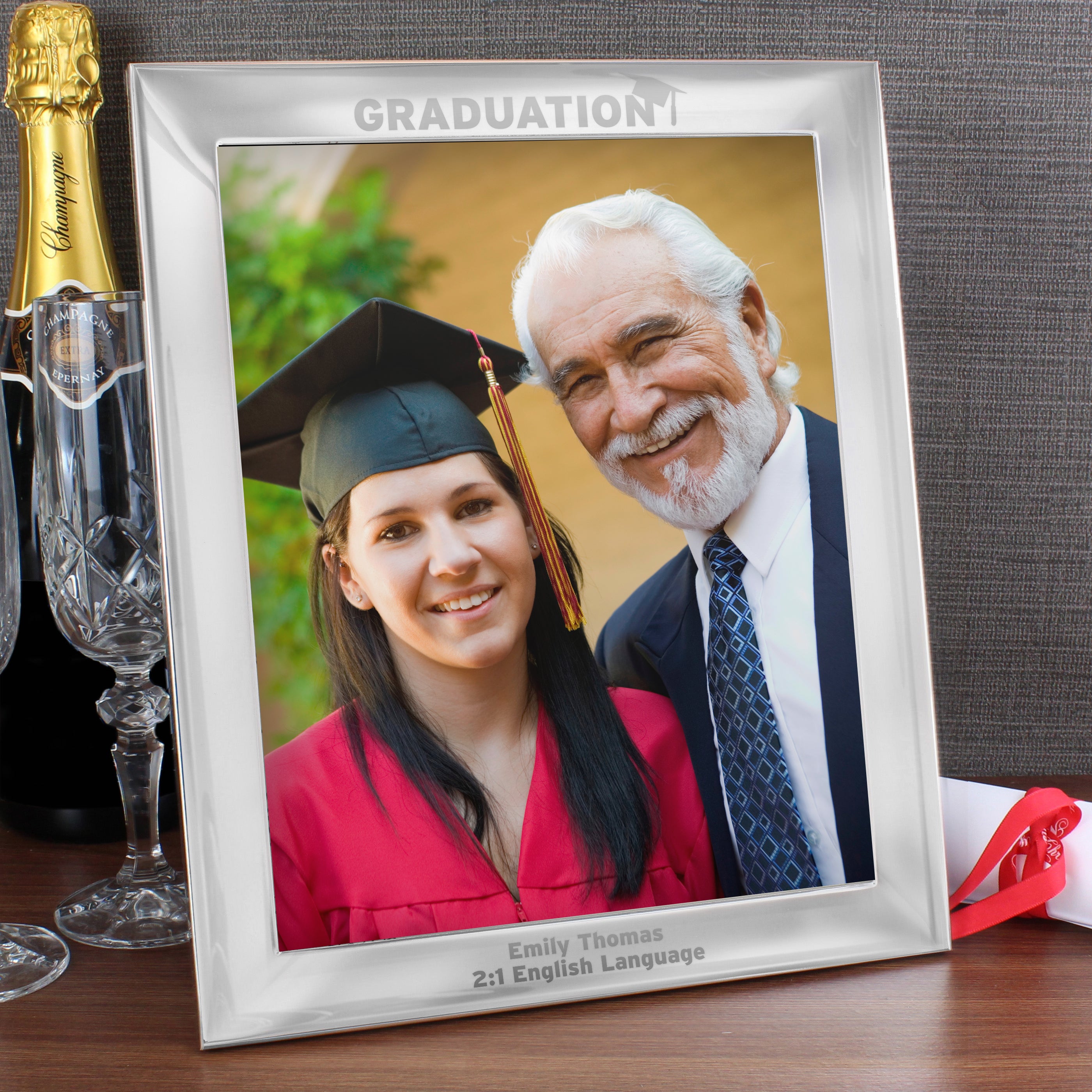 Personalised Graduation 10x8 Silver Photo Frame