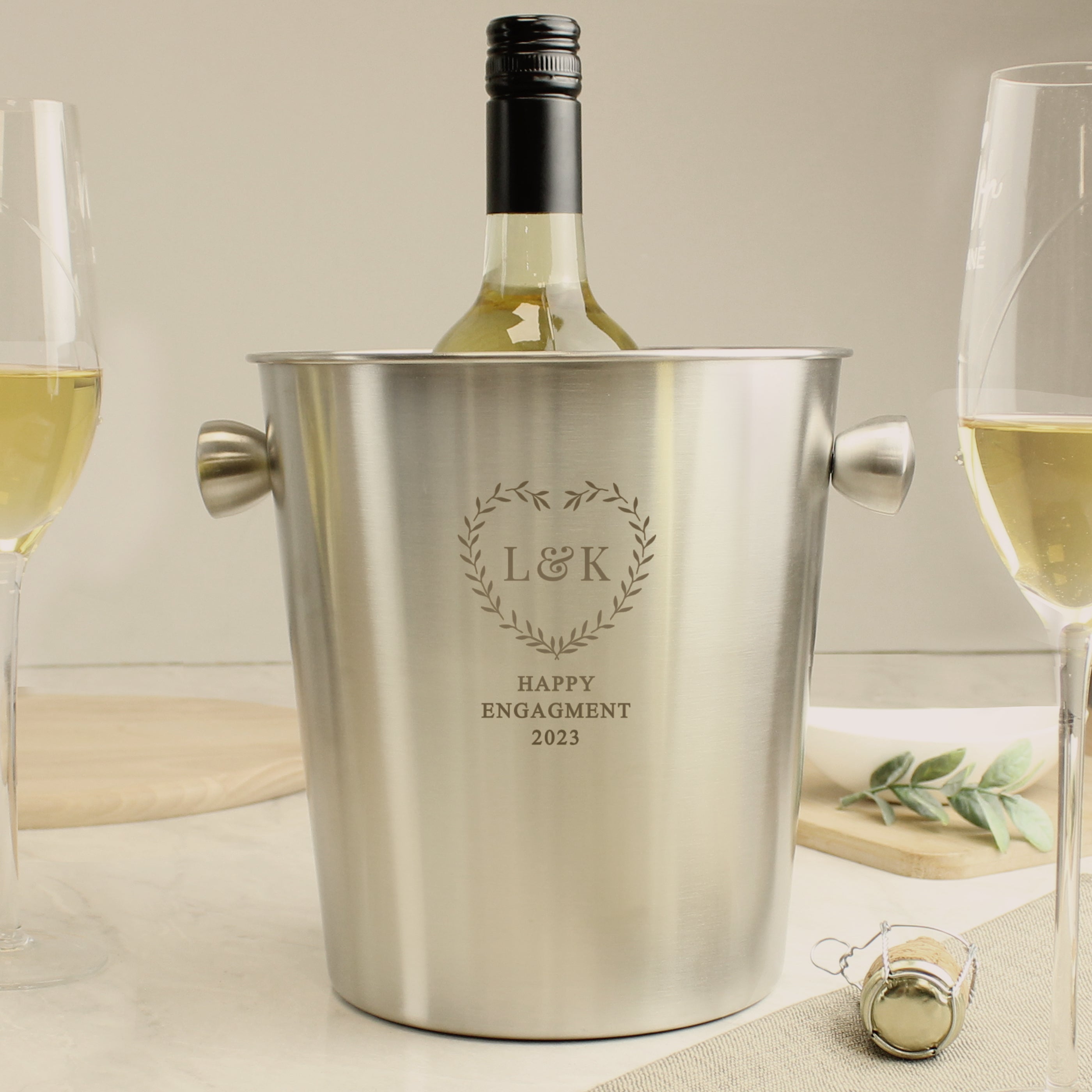 Personalised Botanical Stainless Steel Ice Bucket