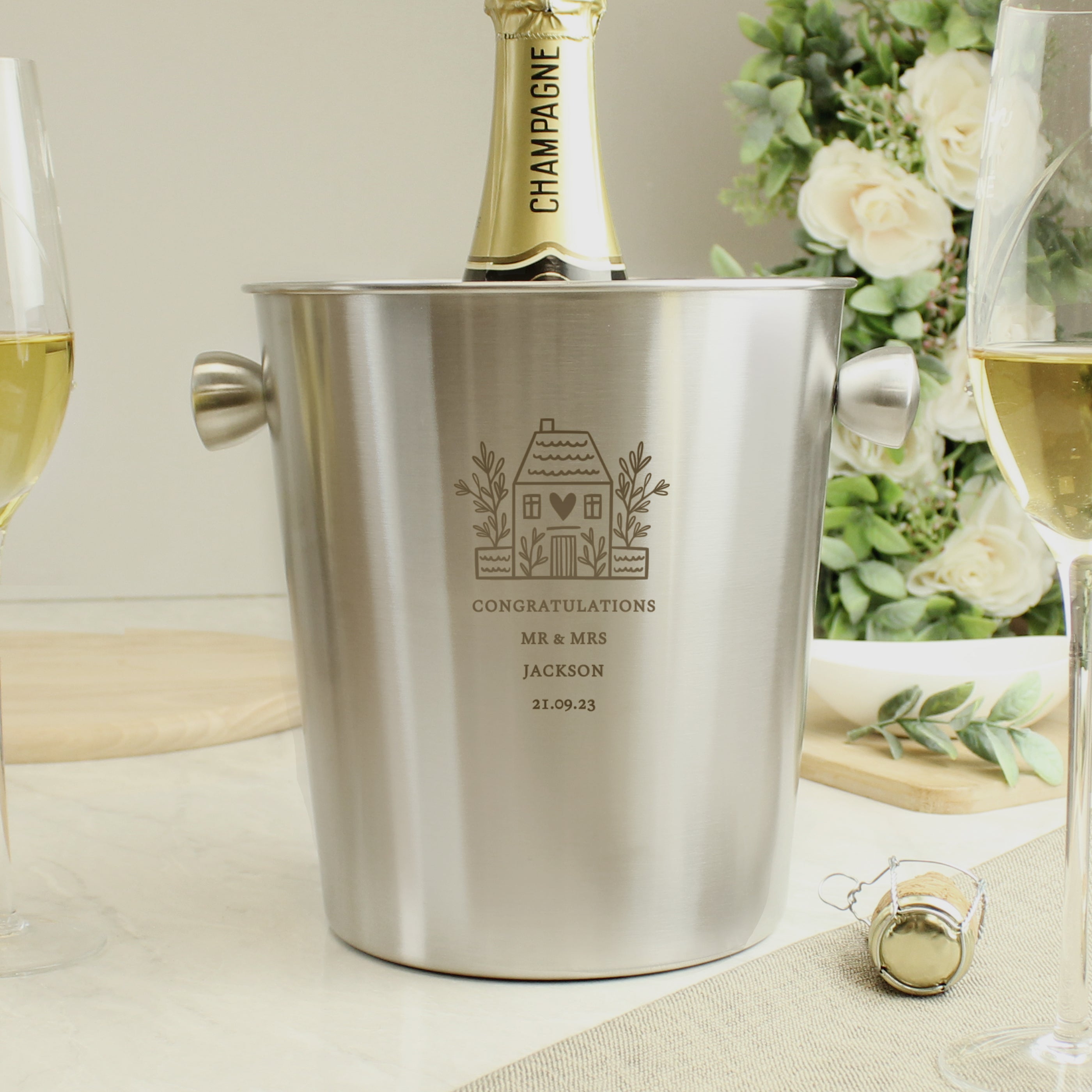 Personalised House Stainless Steel Ice Bucket