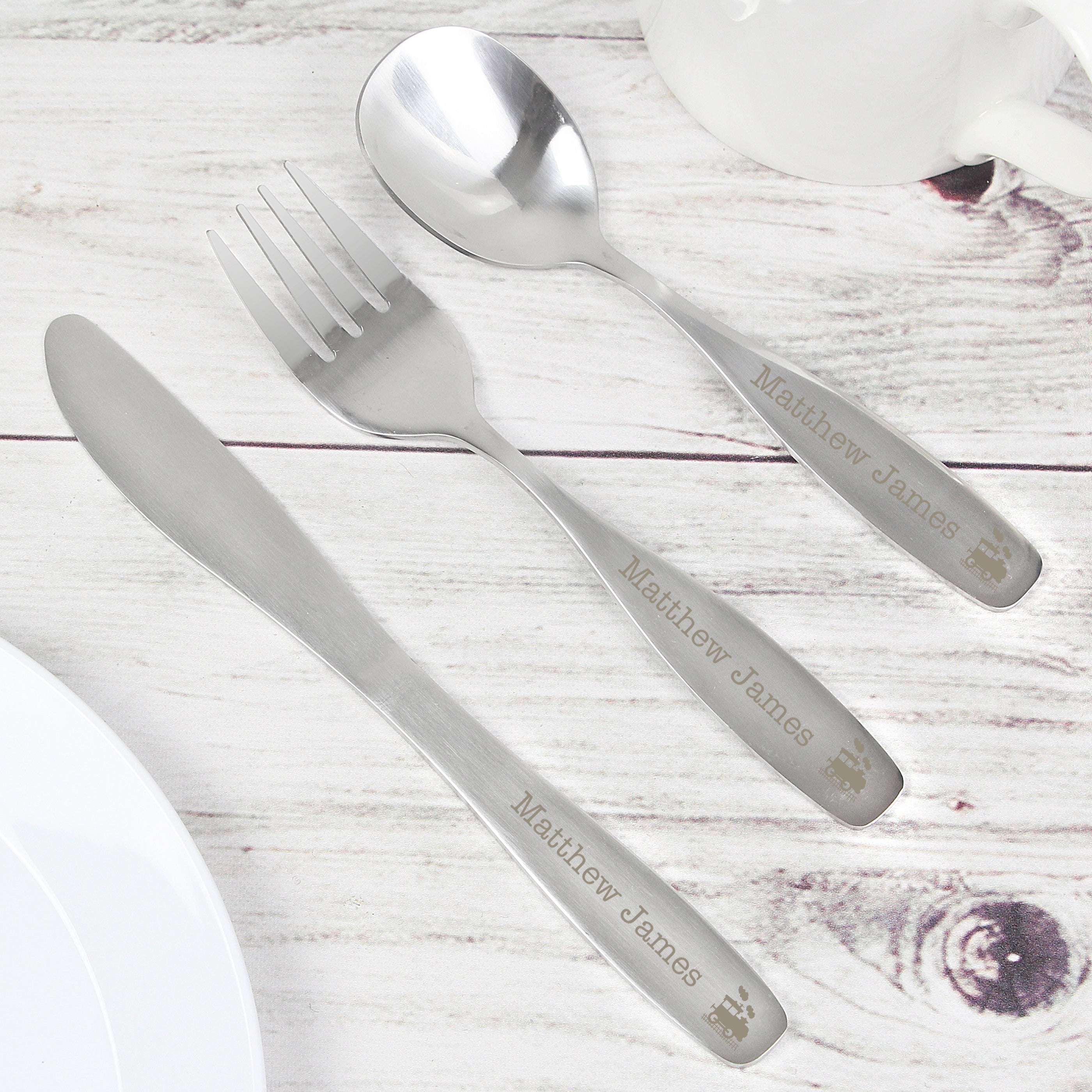 Personalised 3 Piece Train Cutlery Set