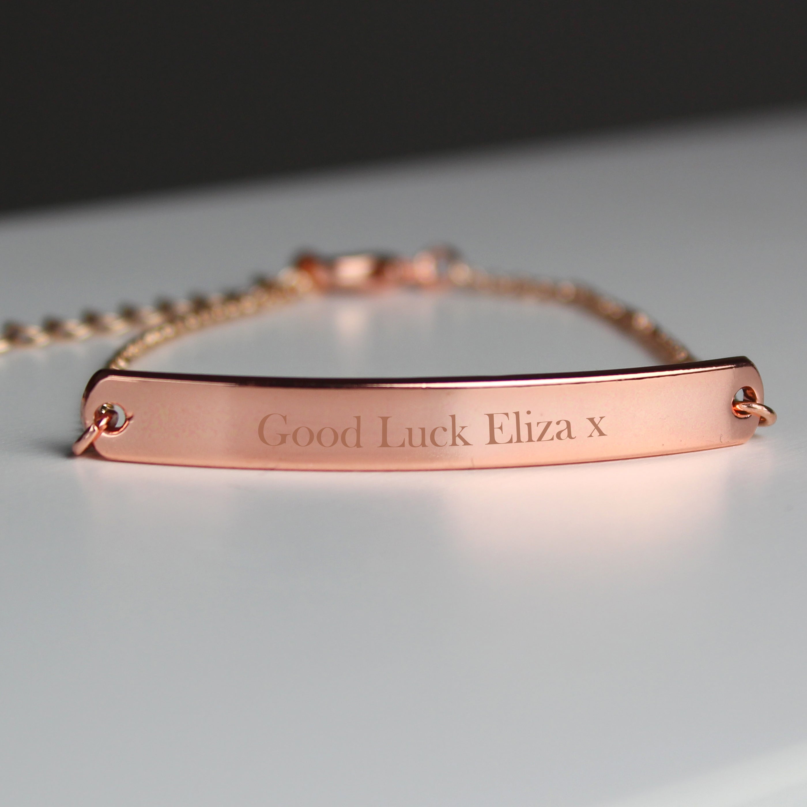 Personalised Rose Gold Tone Bar Bracelet