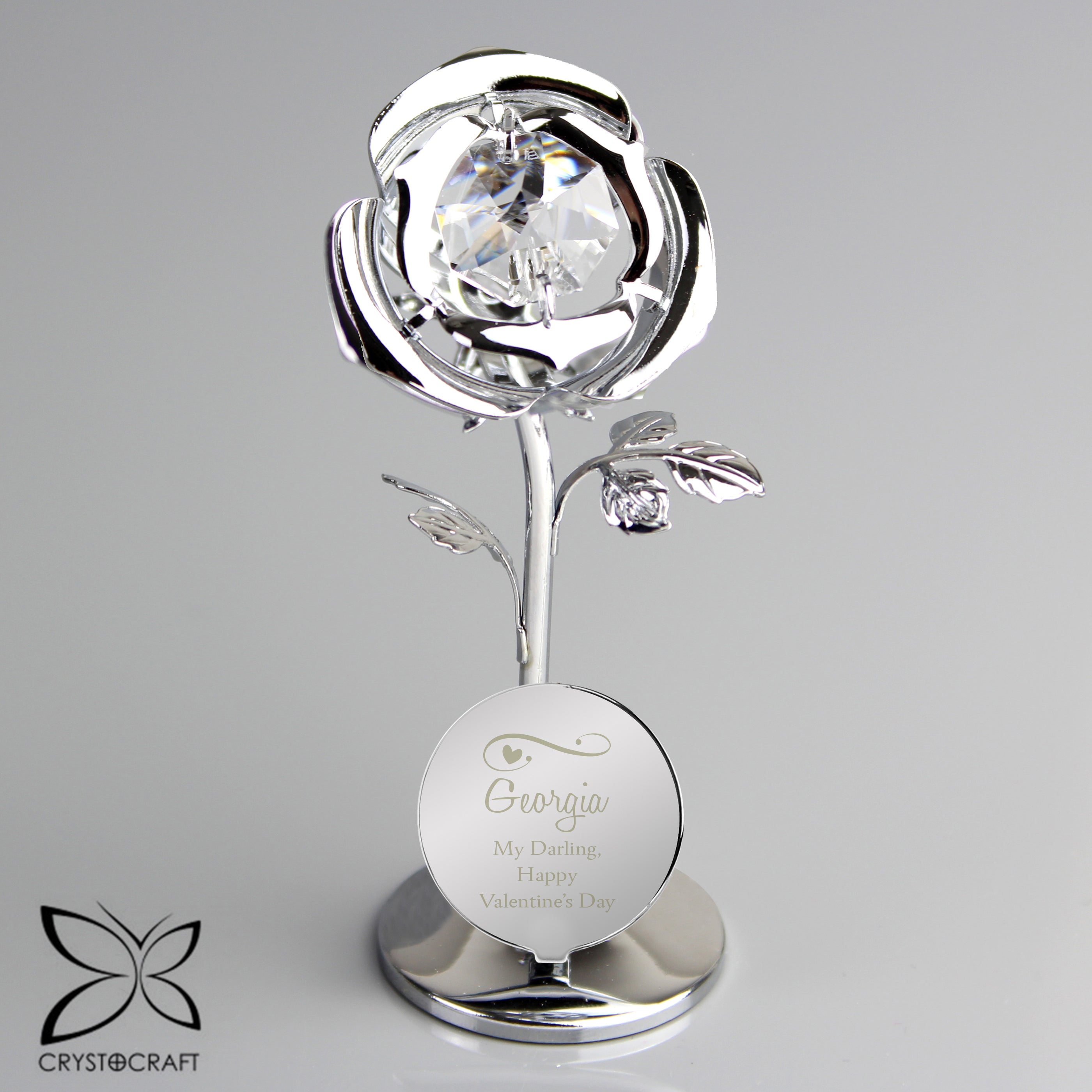 Personalised Swirls & Hearts Crystocraft Rose Ornament