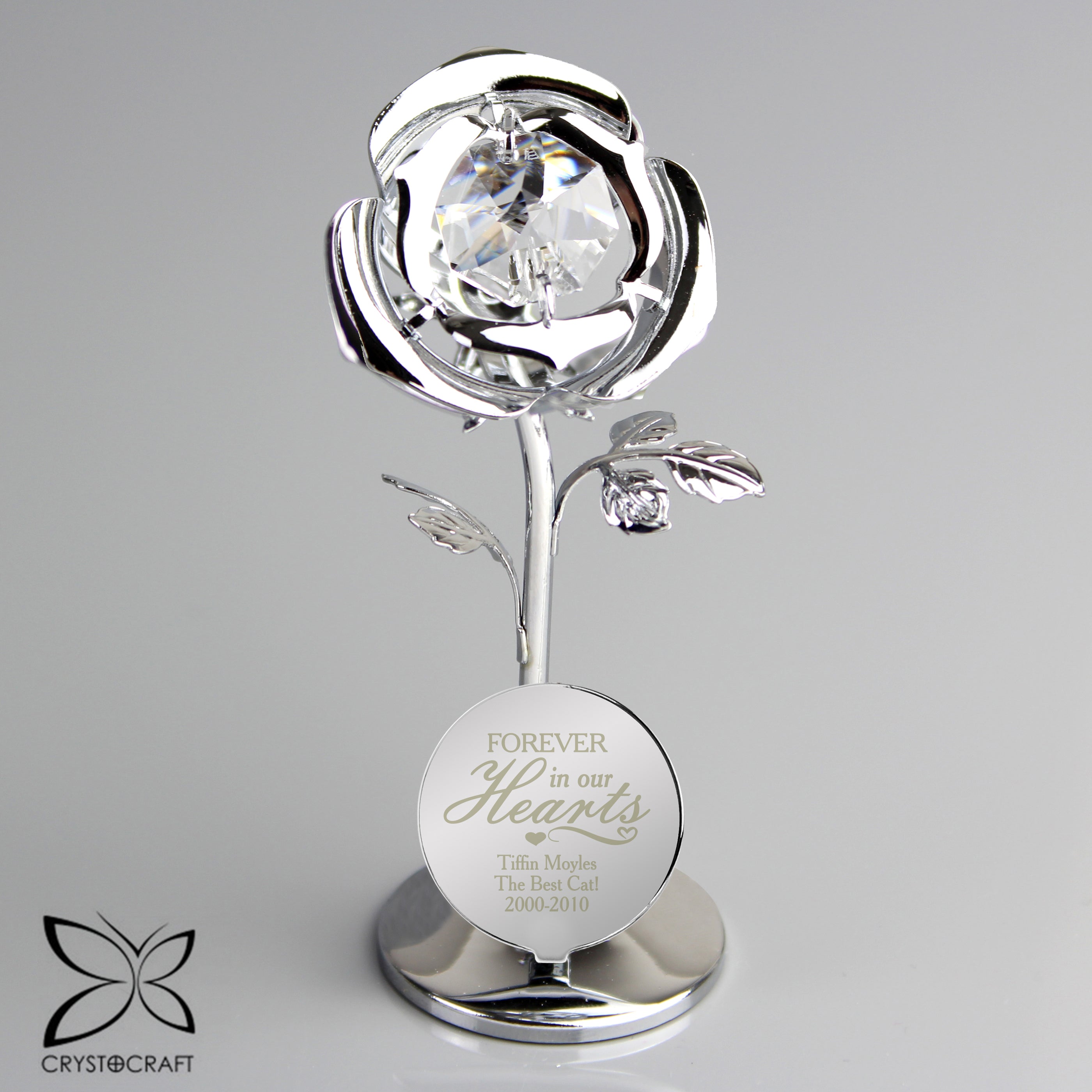 Personalised Forever in Our Hearts Crystocraft Rose Ornament