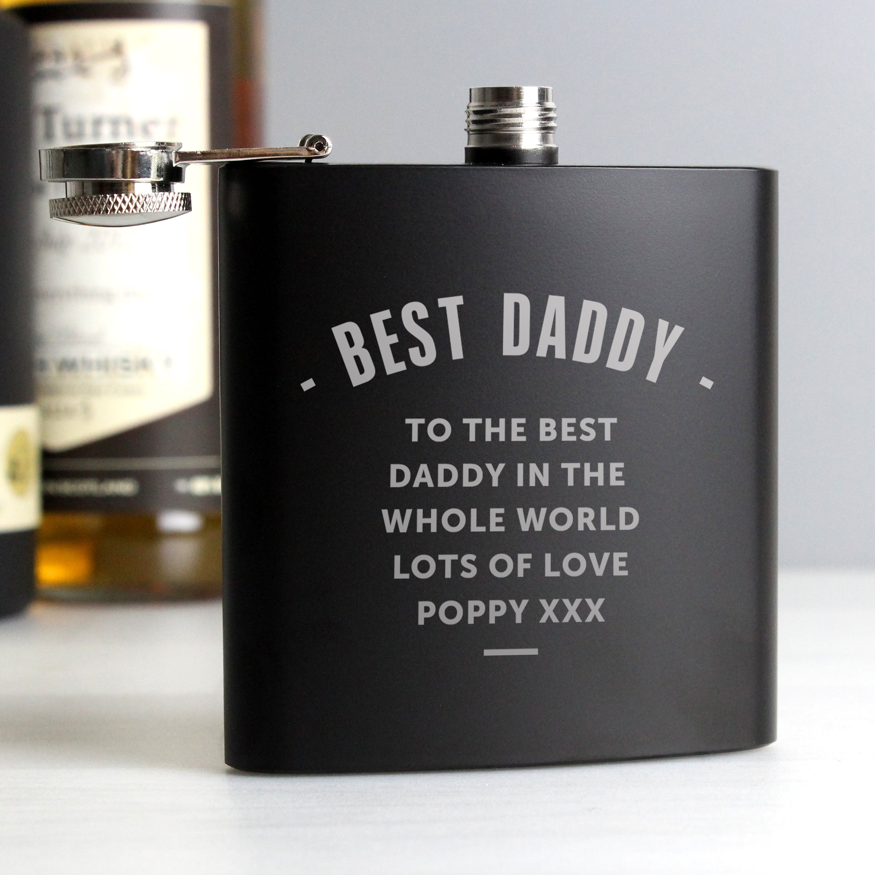 Personalised Any Message Black Hip Flask