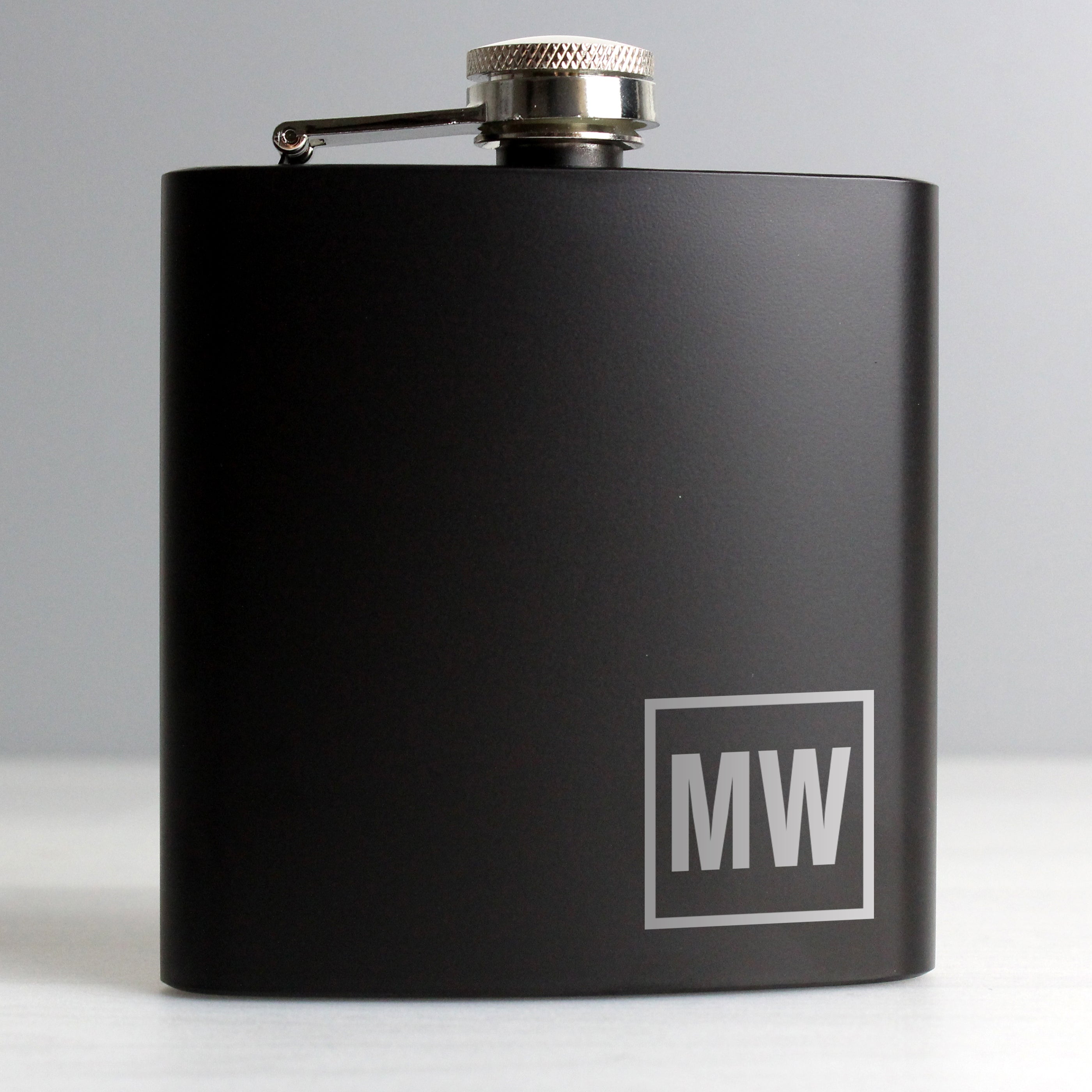 Personalised Initials Black Hip Flask