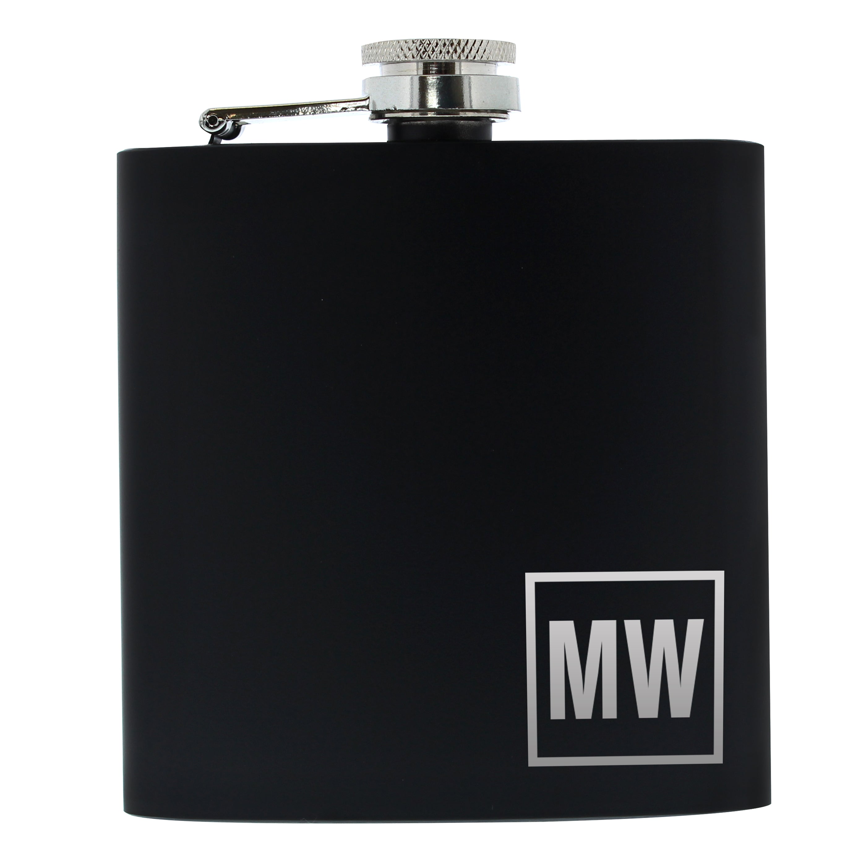 Personalised Initials Black Hip Flask