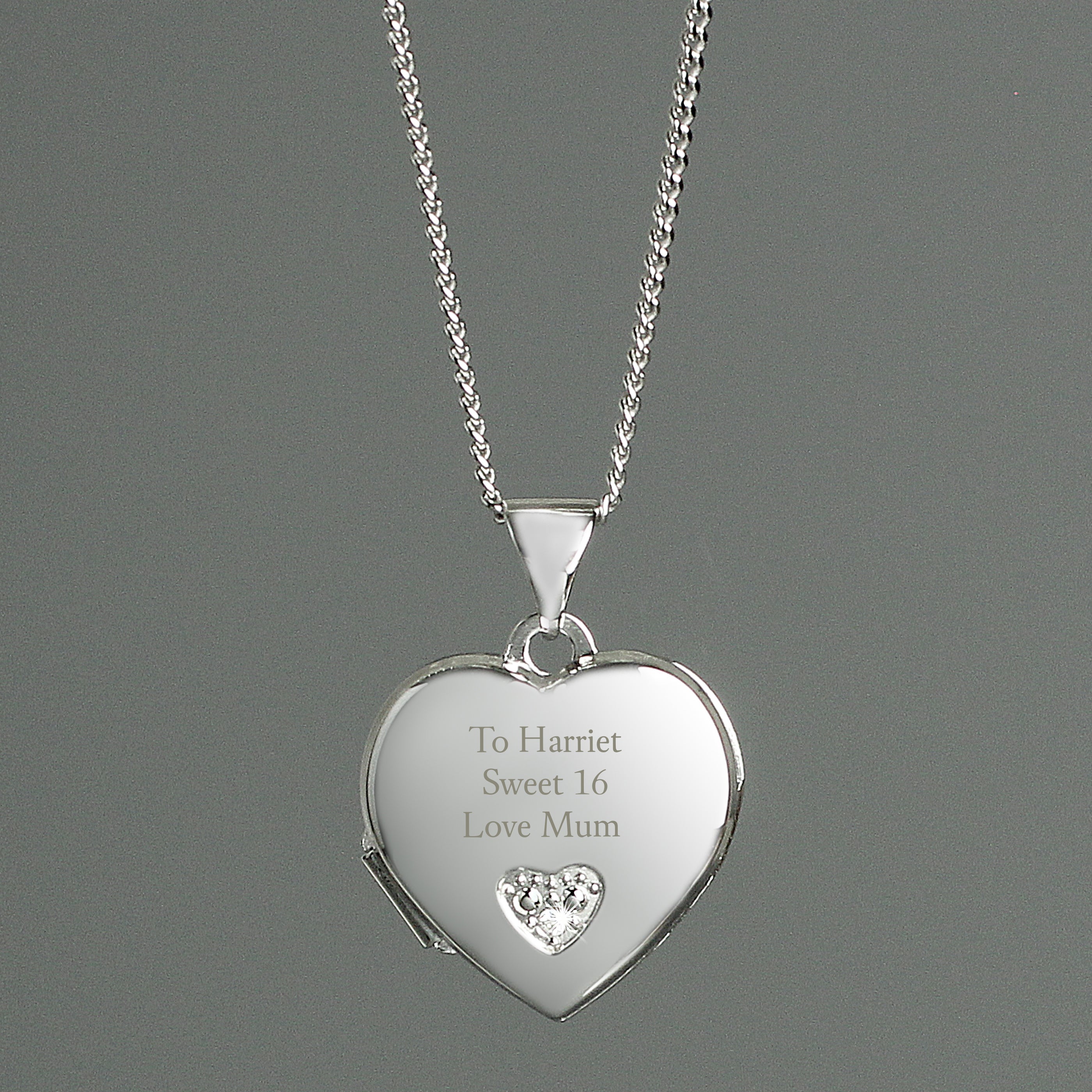 Personalised Children's Sterling Silver and Cubic Zirconia Heart Locket Necklace