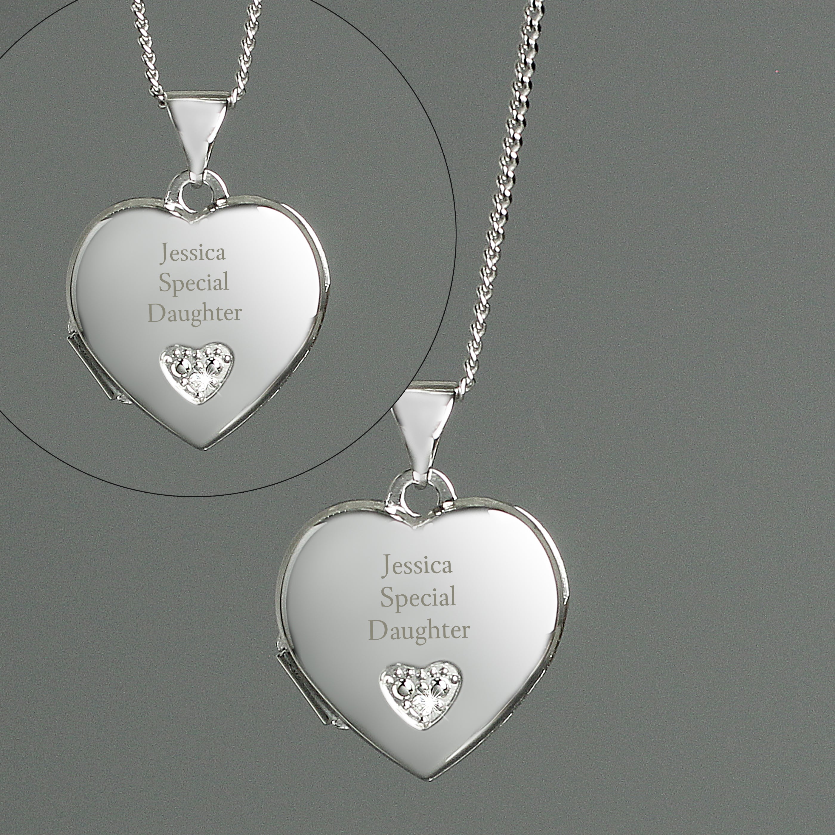 Personalised Children's Sterling Silver and Cubic Zirconia Heart Locket Necklace